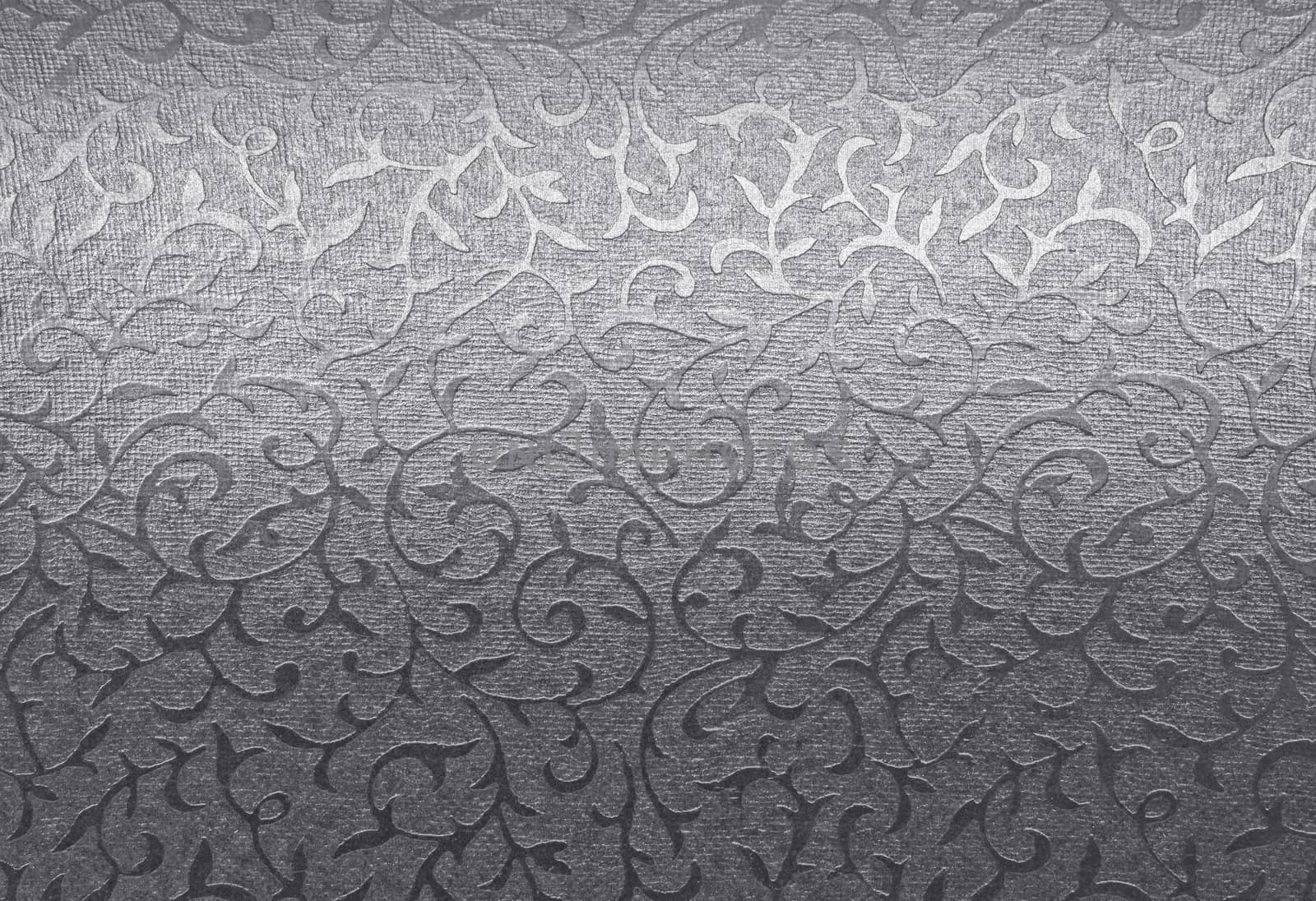 Silver floral ornament brocade textile pattern 