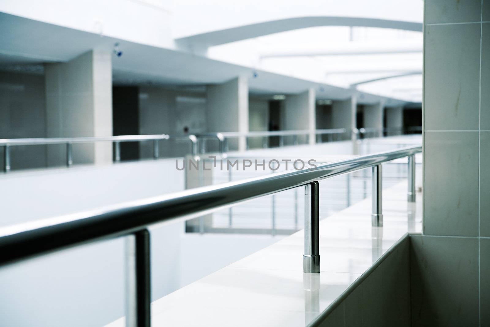 Metal details of an interior of modern office building