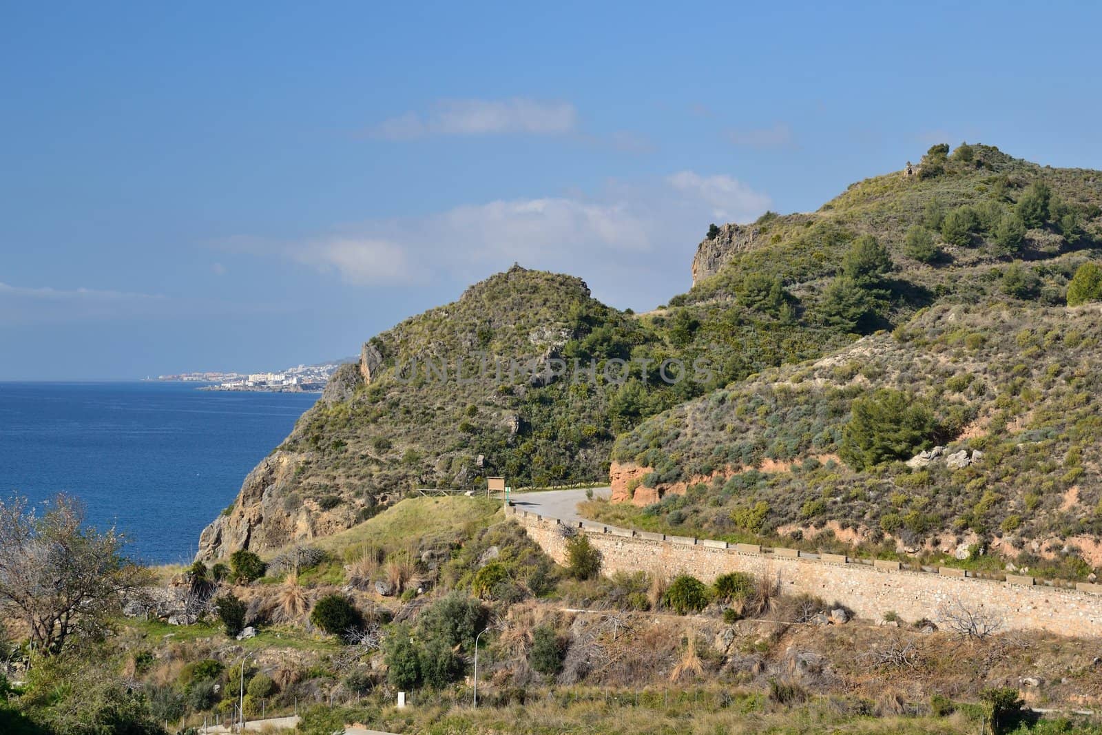view from the mountain road leading over the city Nerja