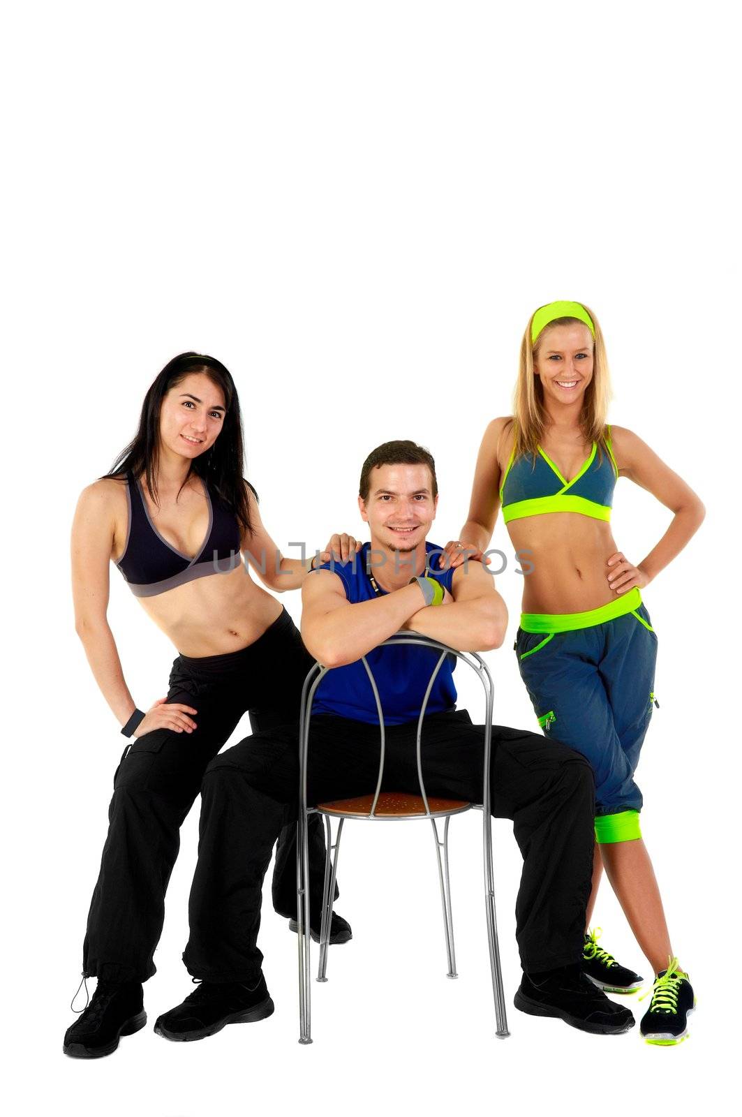 Young fitness instructors against white background by svedoliver