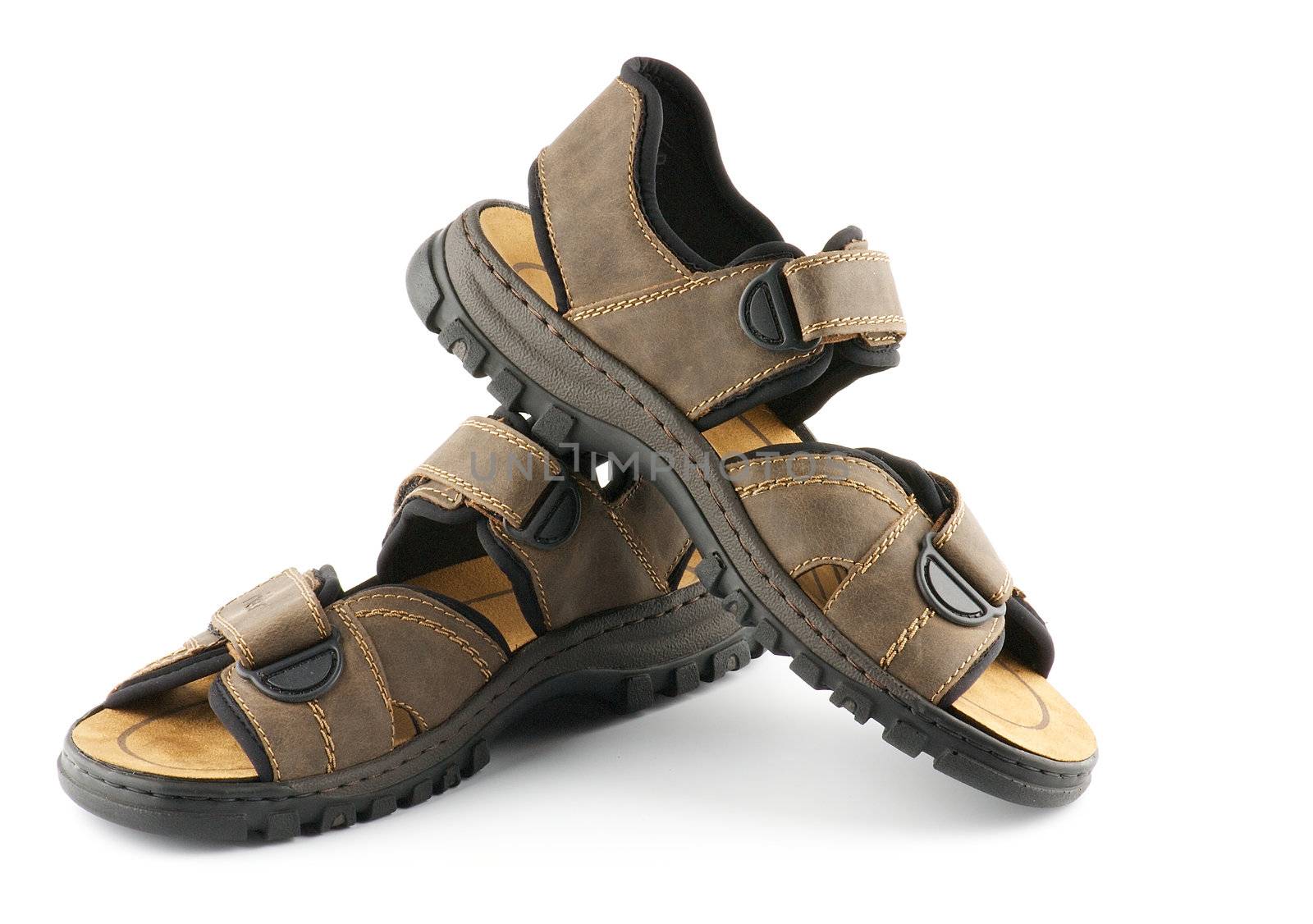 Brown man's Shoes Sandals with Velcro fastener  by zhekos