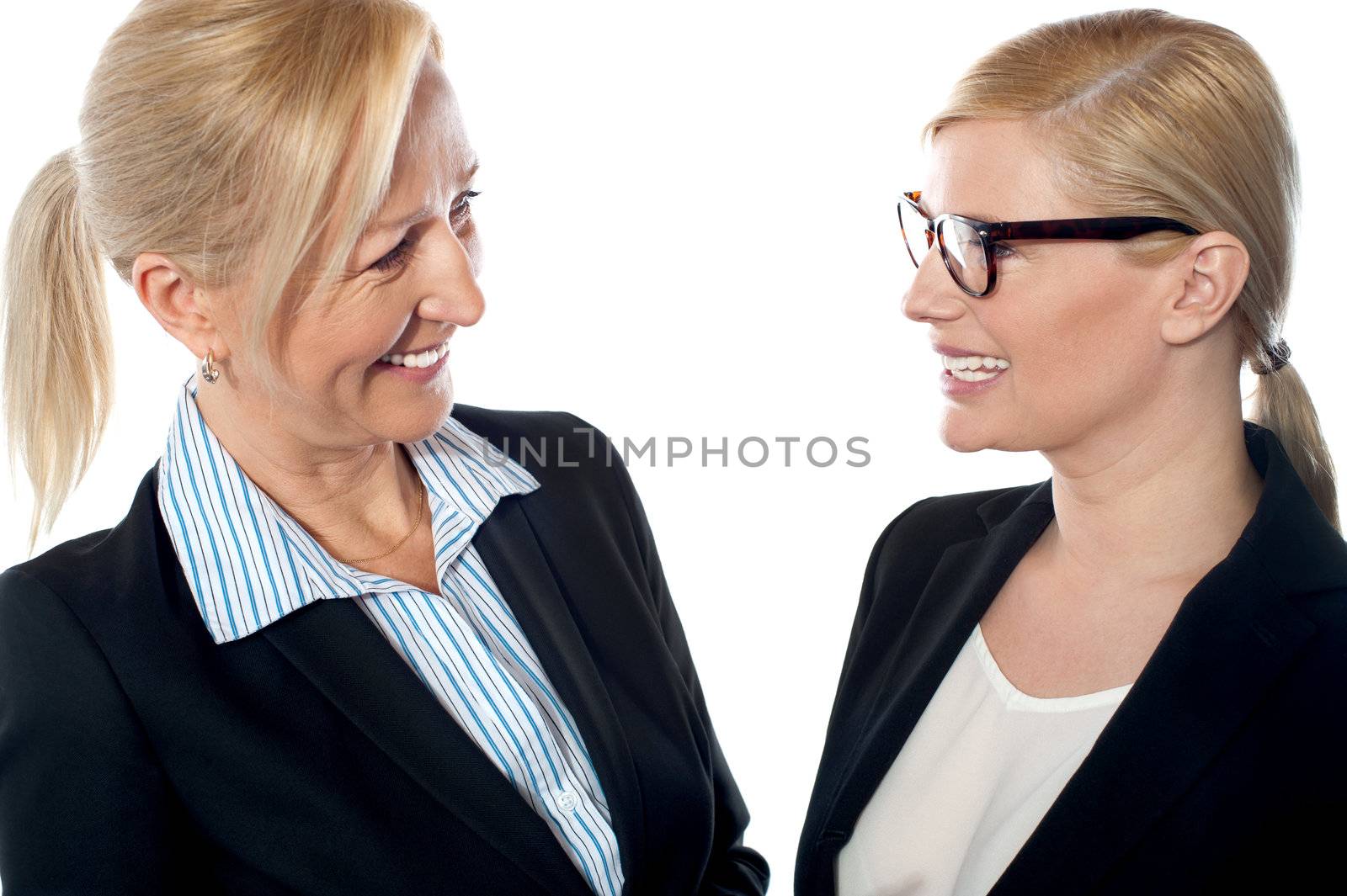 Businesswomen meeting and discussing company's progress