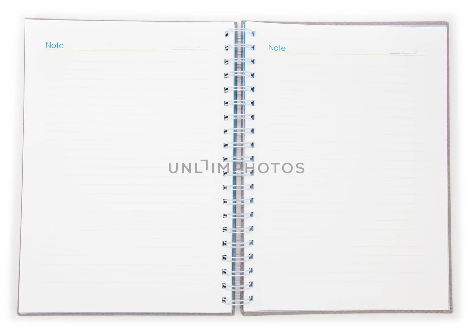 open blank notebook on white background