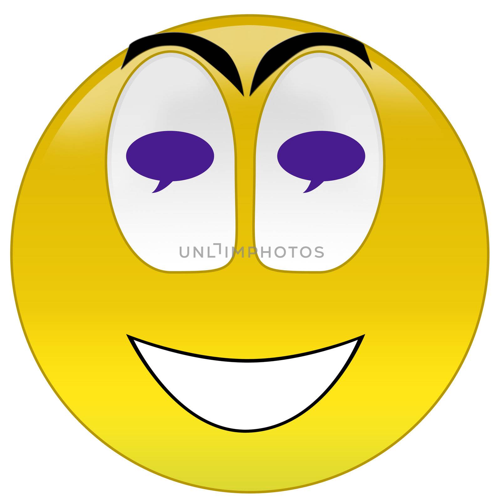 3d rendering happy thinking or dreaming smiley 