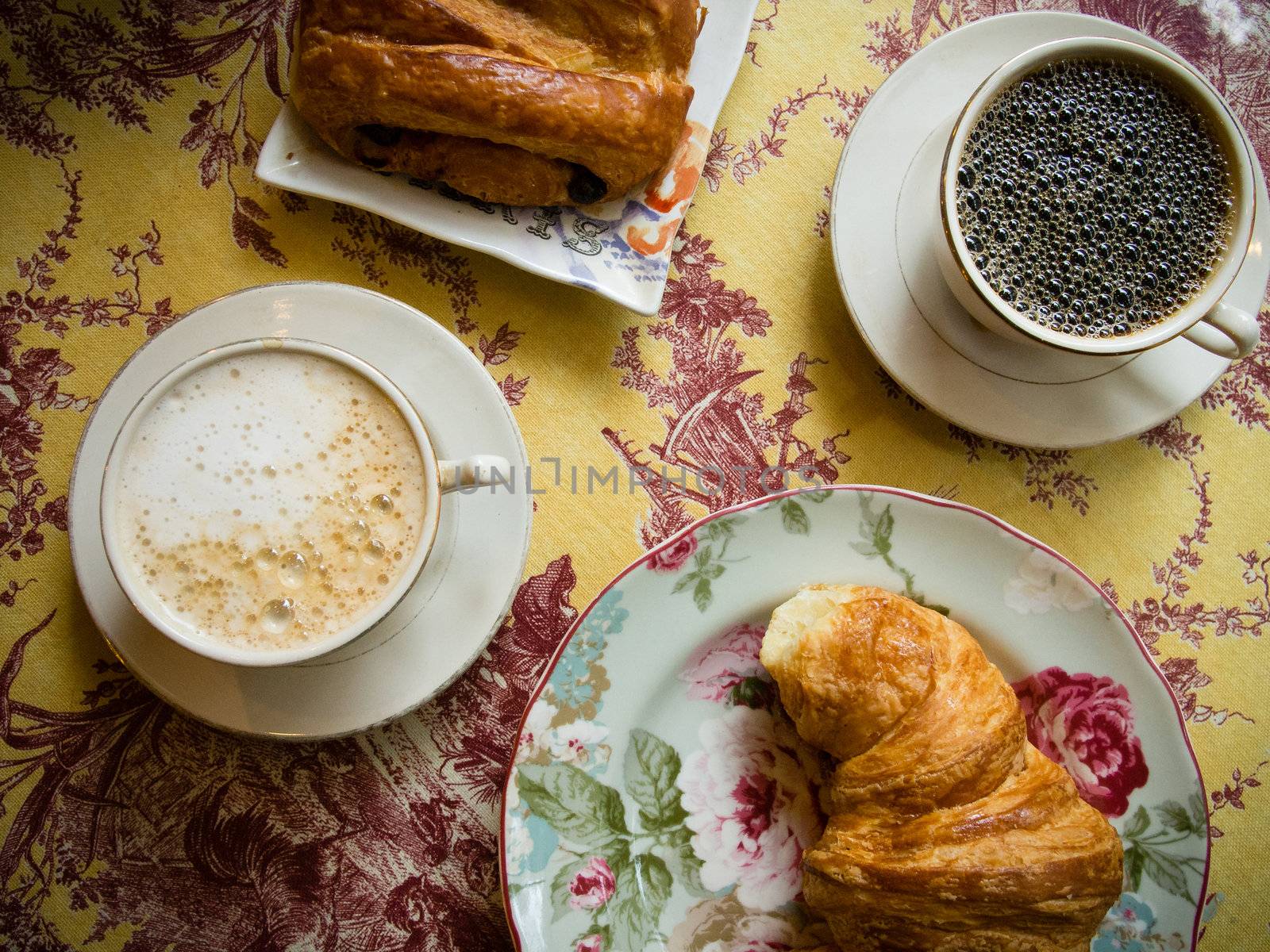 Traditional french breakfast in Paris