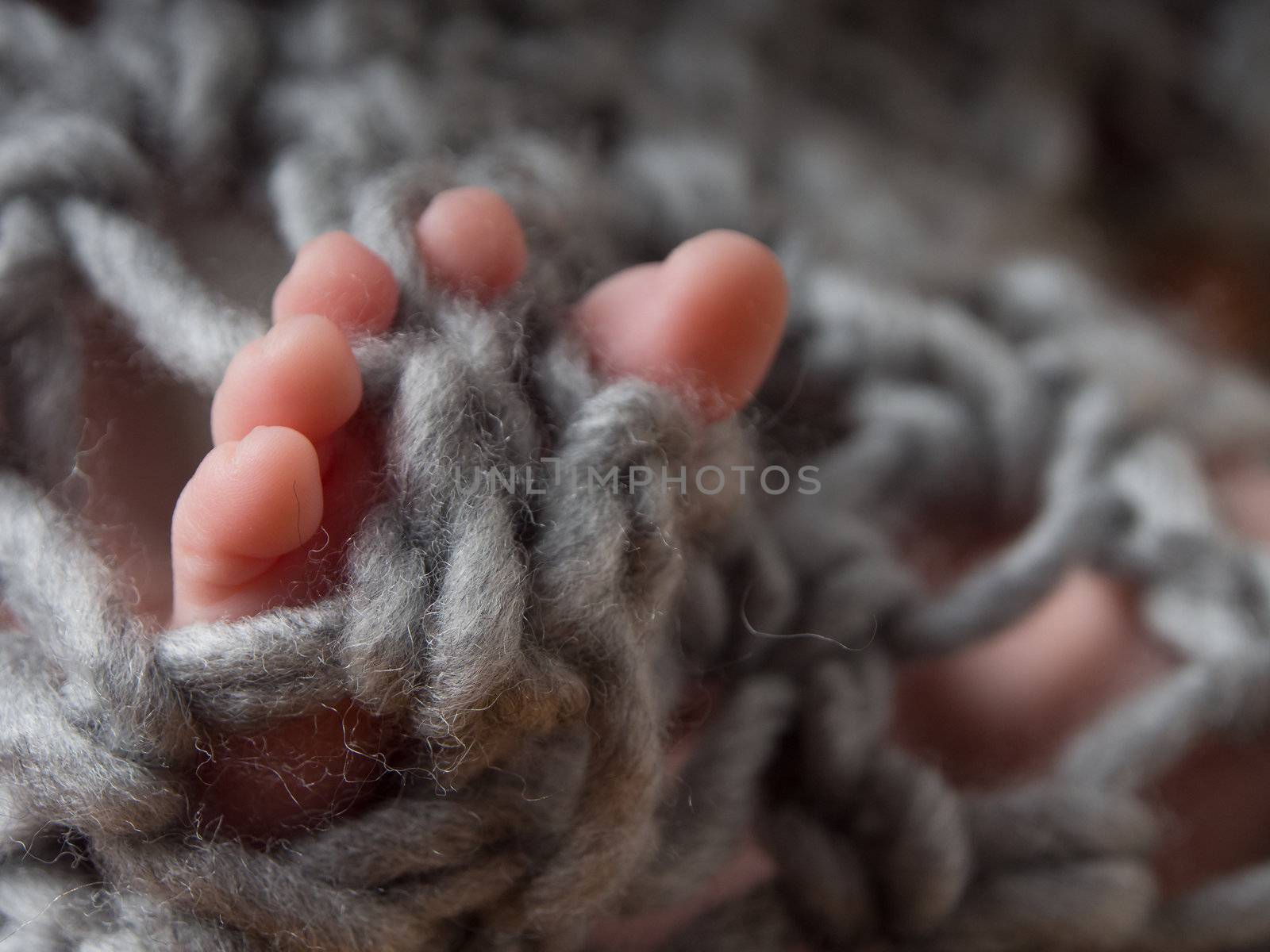 Newborn feets and toes through knitting