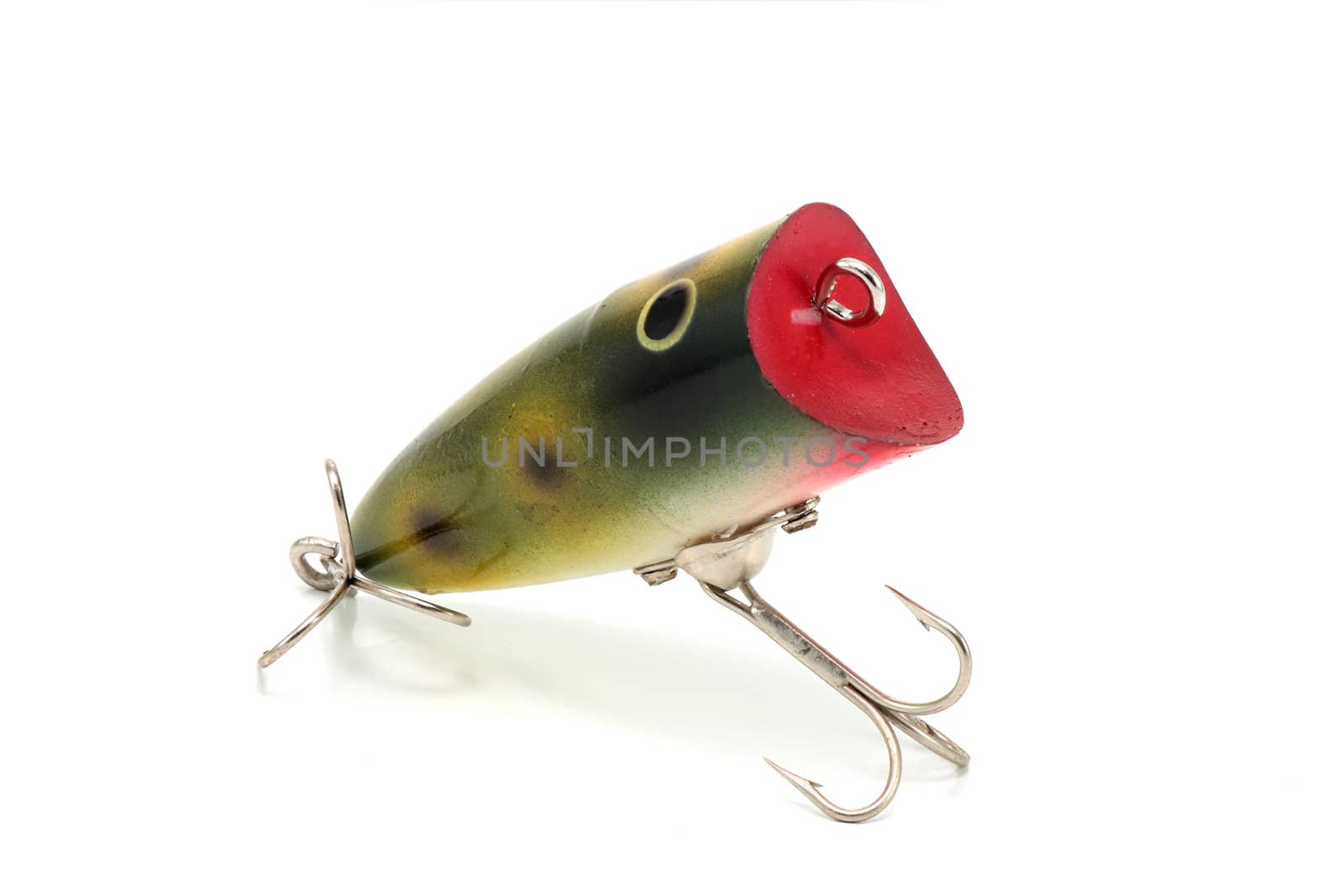 artificial lure called a popper hooks used for fishing on the surface