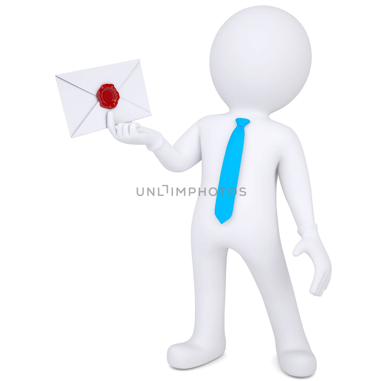 3d man holding an envelope in his hand by cherezoff