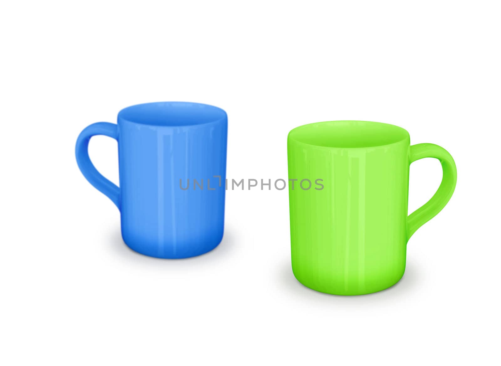 cups on white background