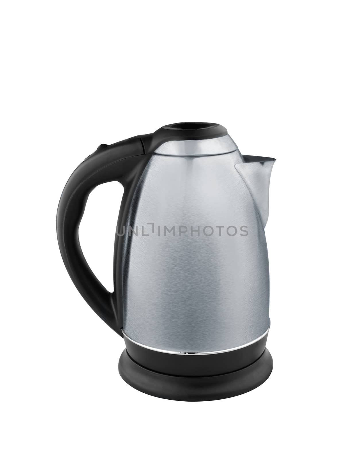 Stainless steel electric kettle isolated on white background with clipping path