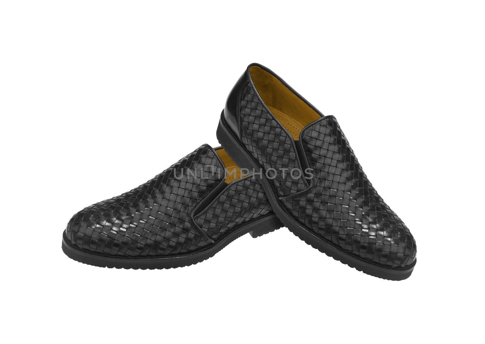 pair man's black shoes isolated on white background