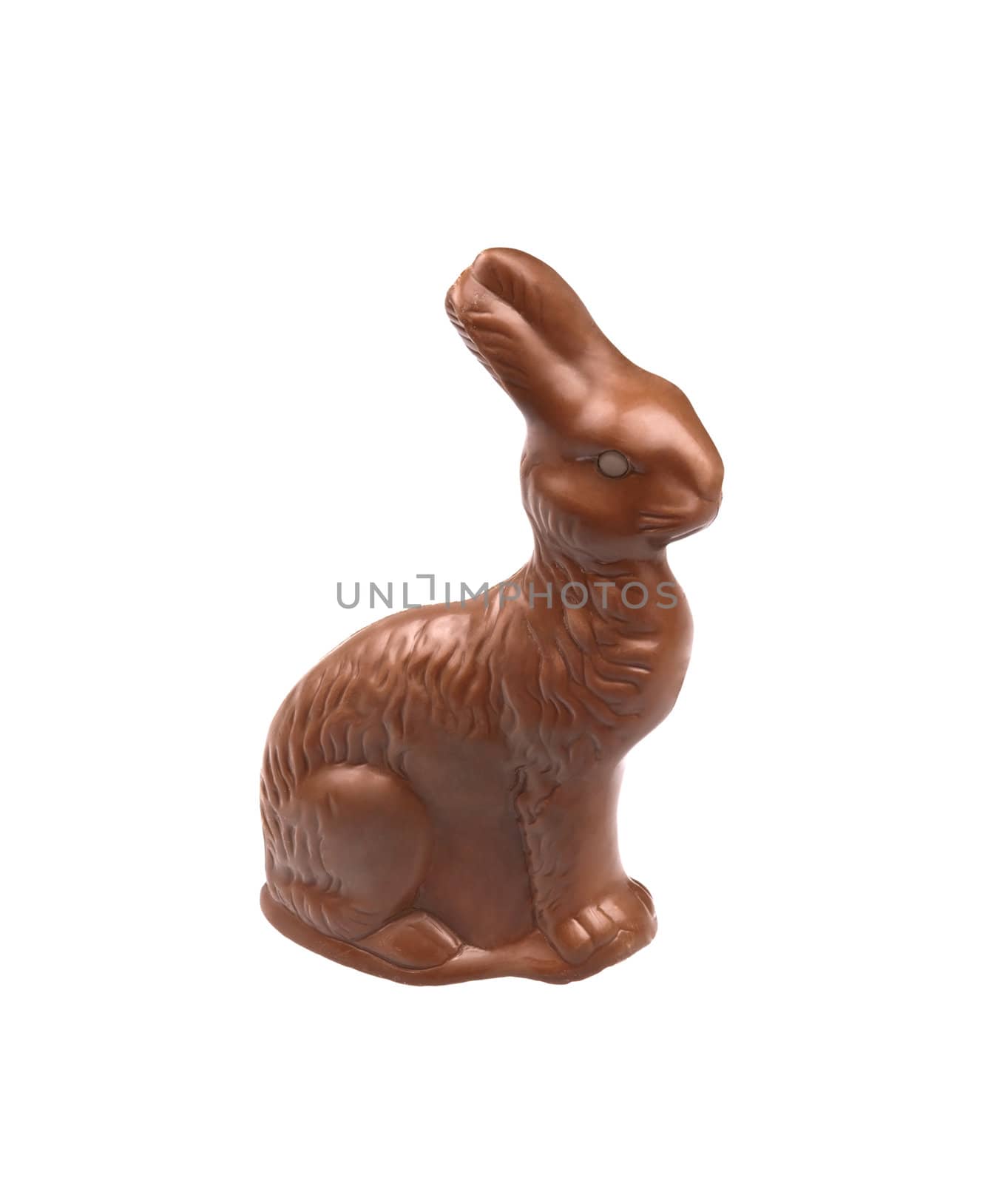 Easter chocolate bunny on white background