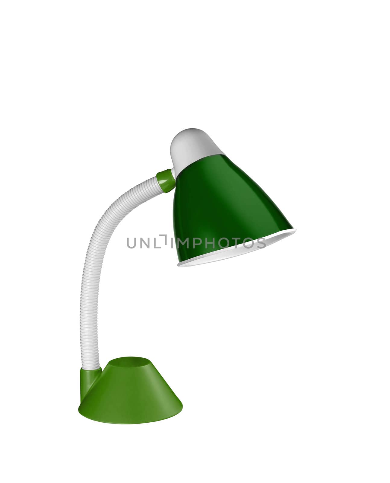 metalic green table lamp isolated on white background