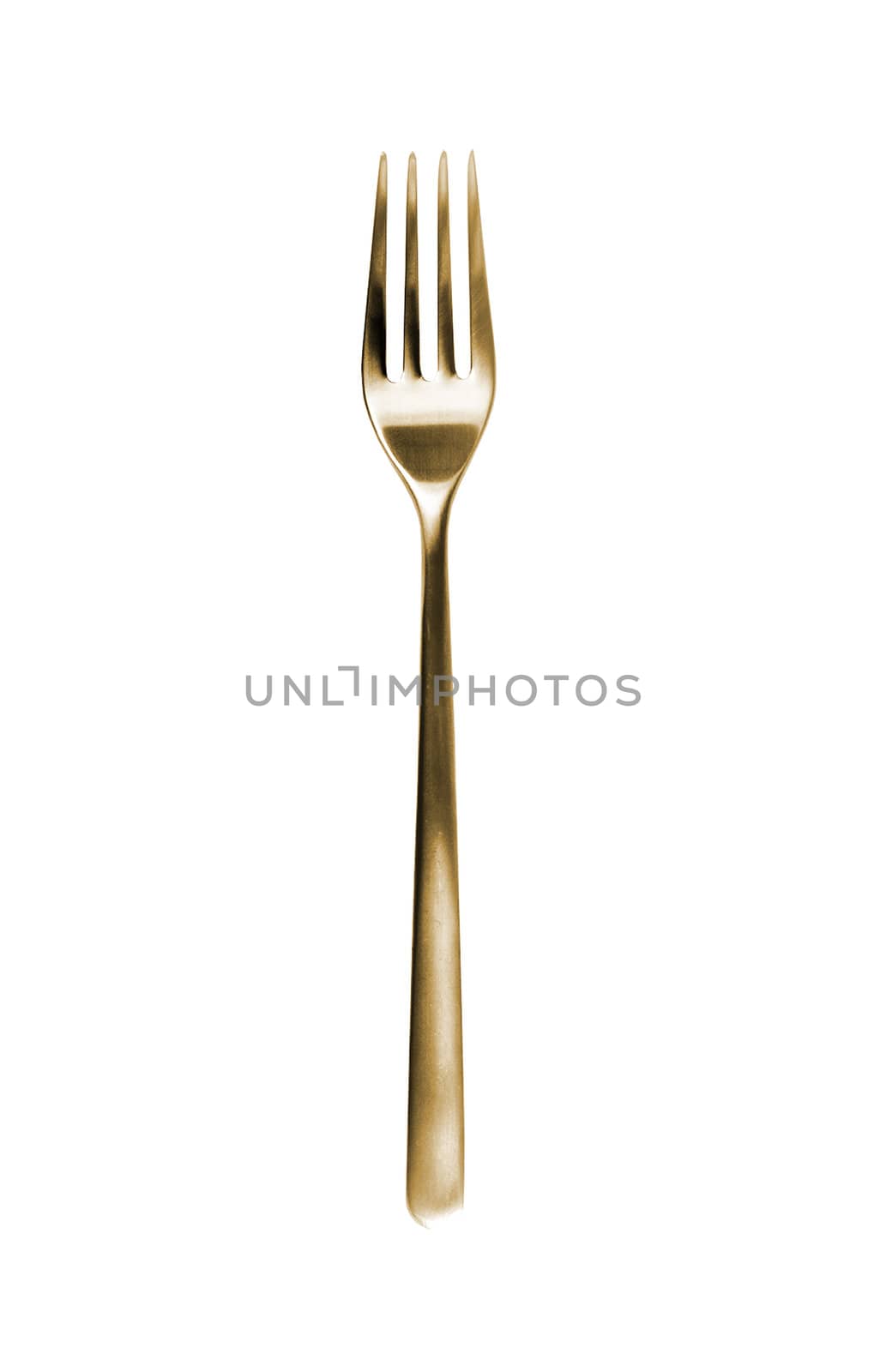 Golden fork isolated on a white background