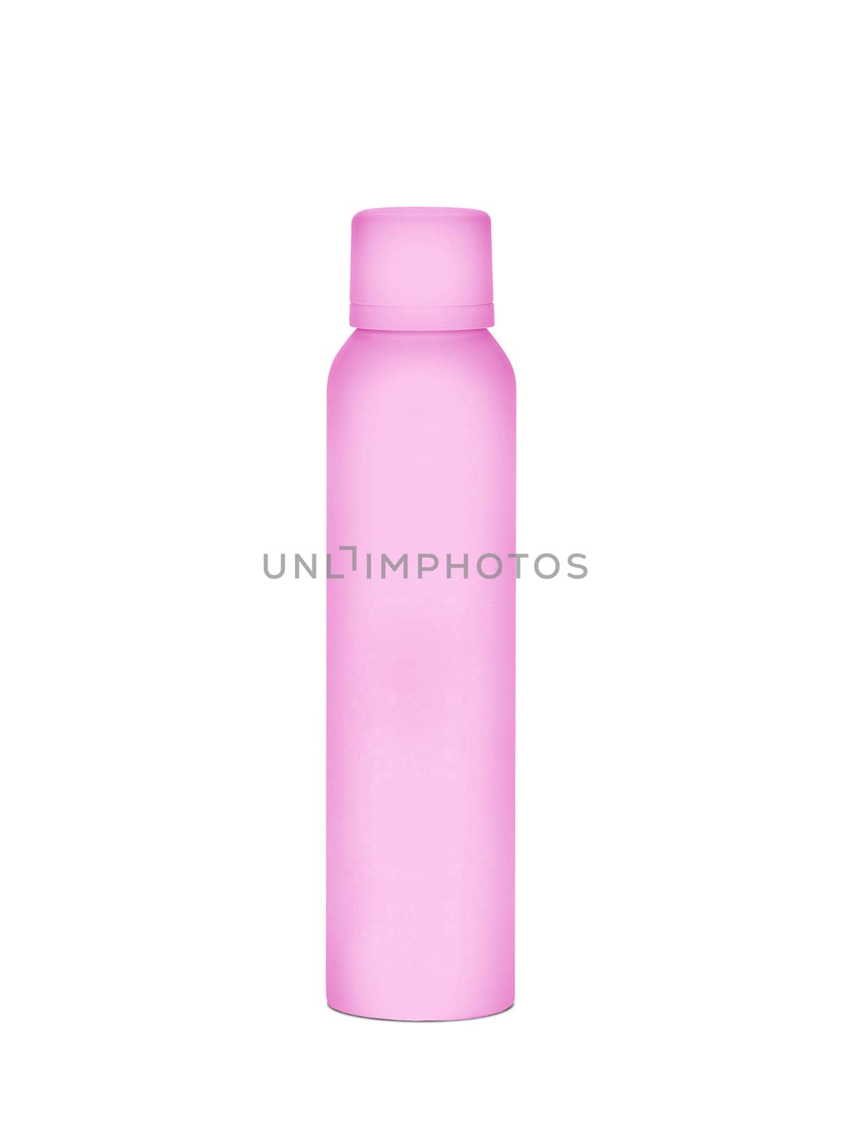 Pink perfume bottle isolated on white