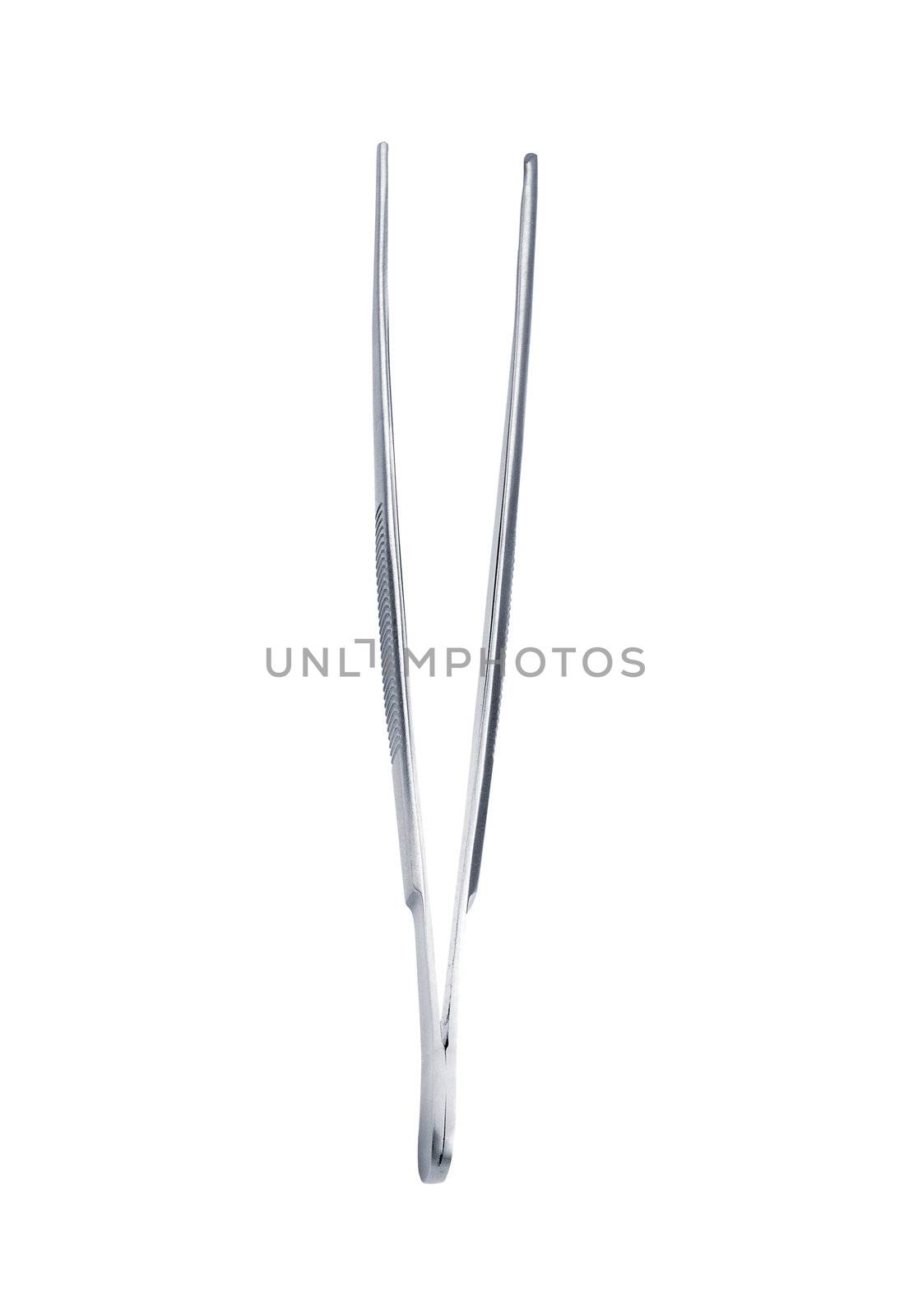 metal eyebrow tweezers isolated on white