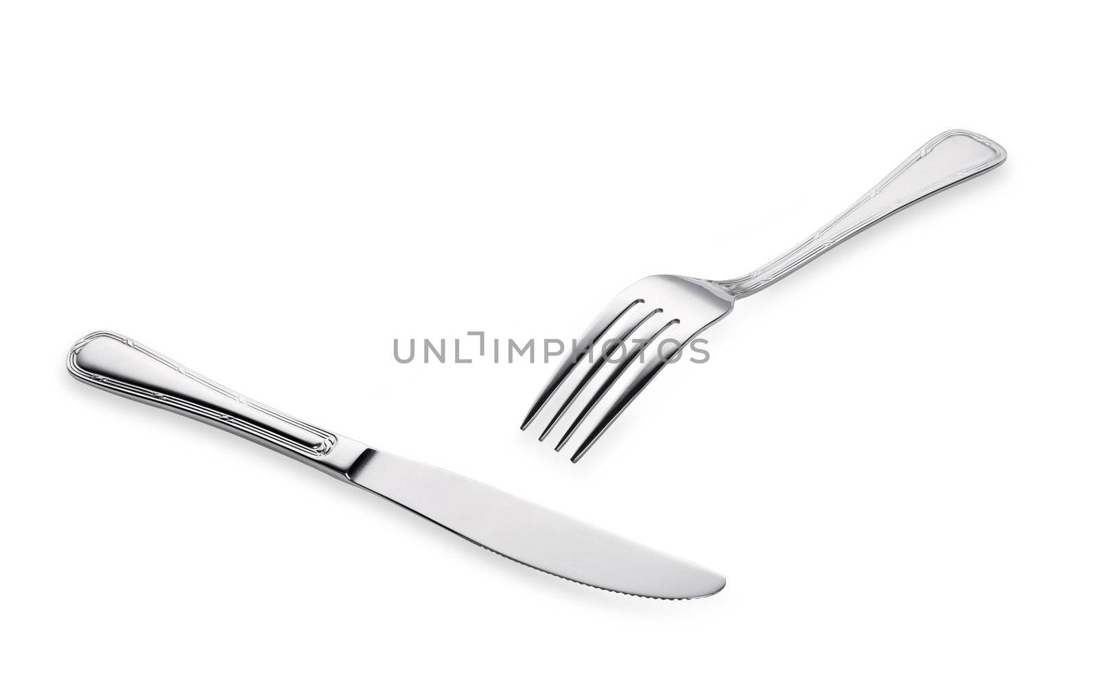 fork and knife isolated on white background