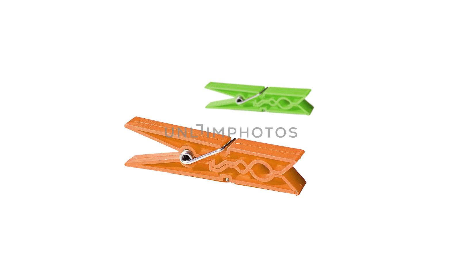 plastic clothes pin isolated on white background