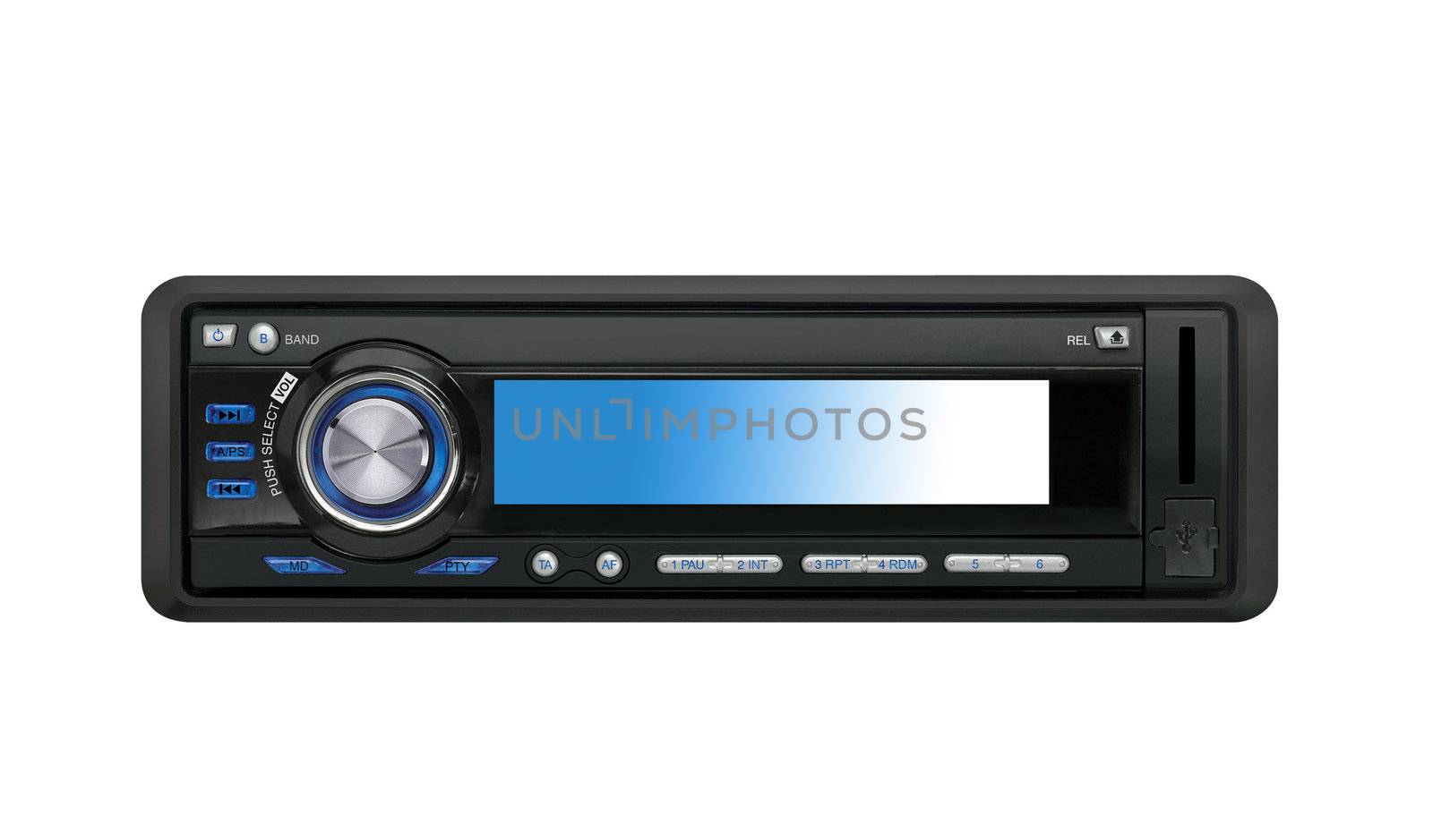 Modern car audio system isolated