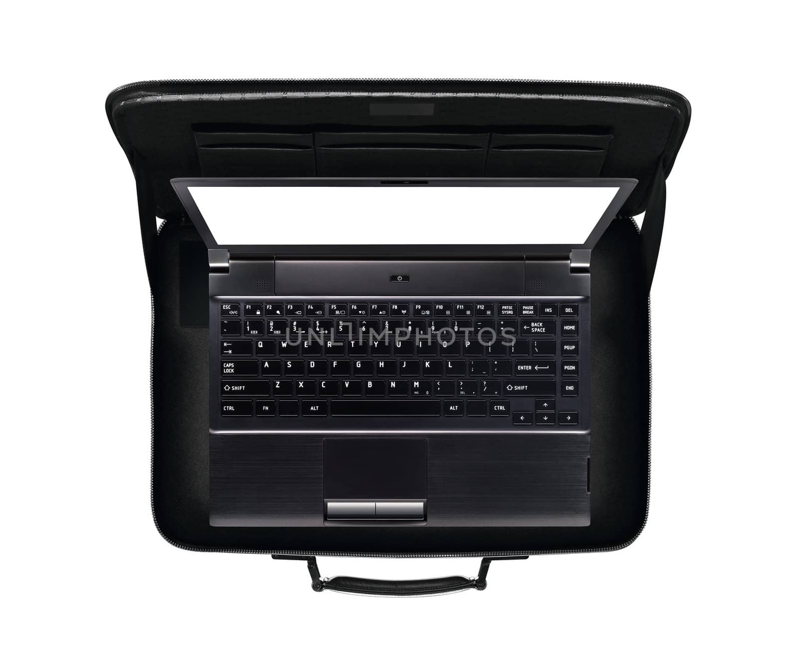 Laptop in bag isolated