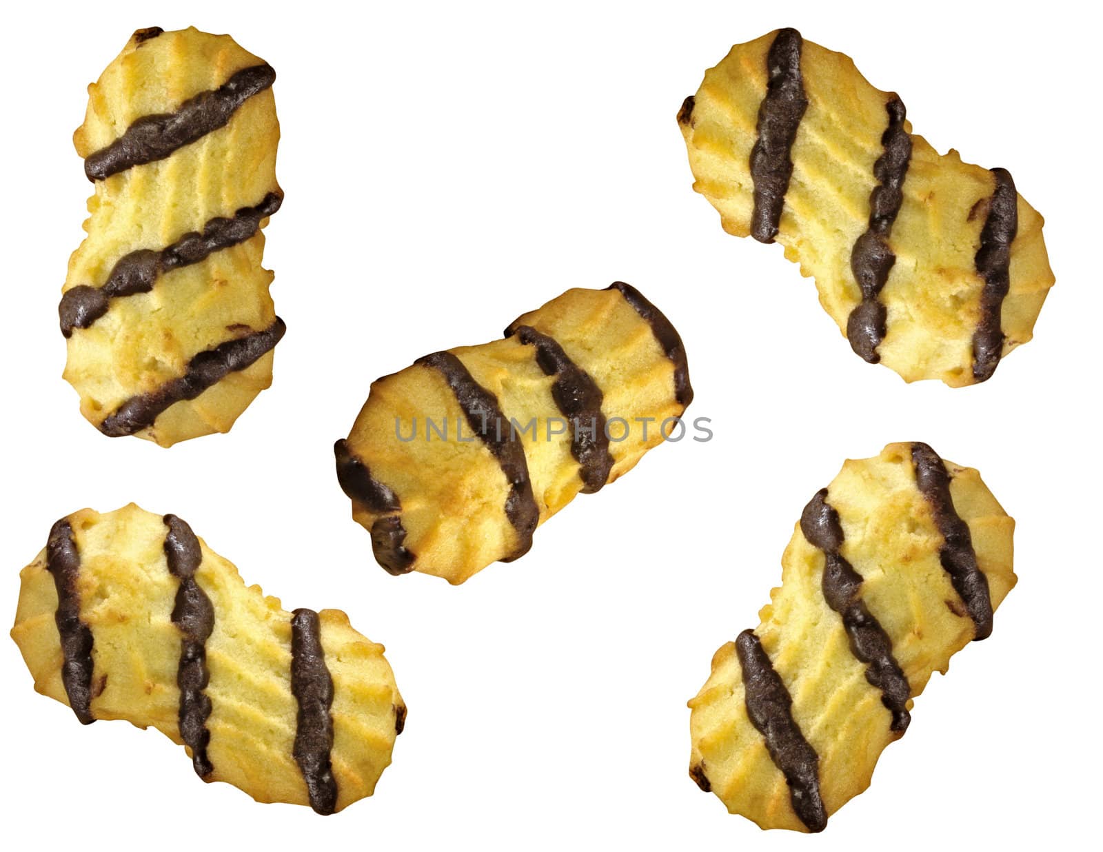 Chocolate covered biscuit, isolated on white with clipping path.