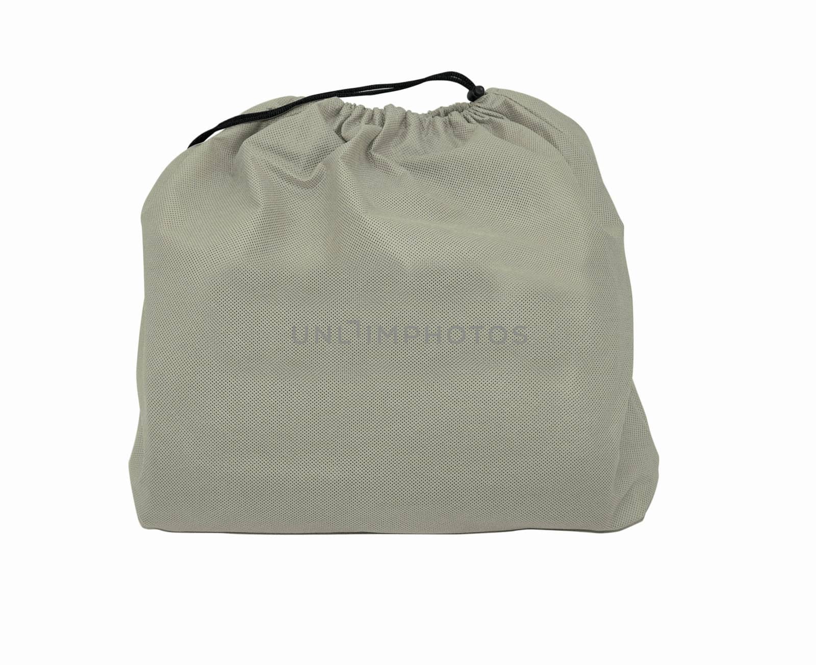 White cotton bag on white isolated background.