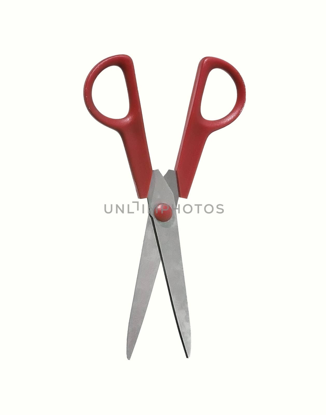 Red scissors isolated on the white background