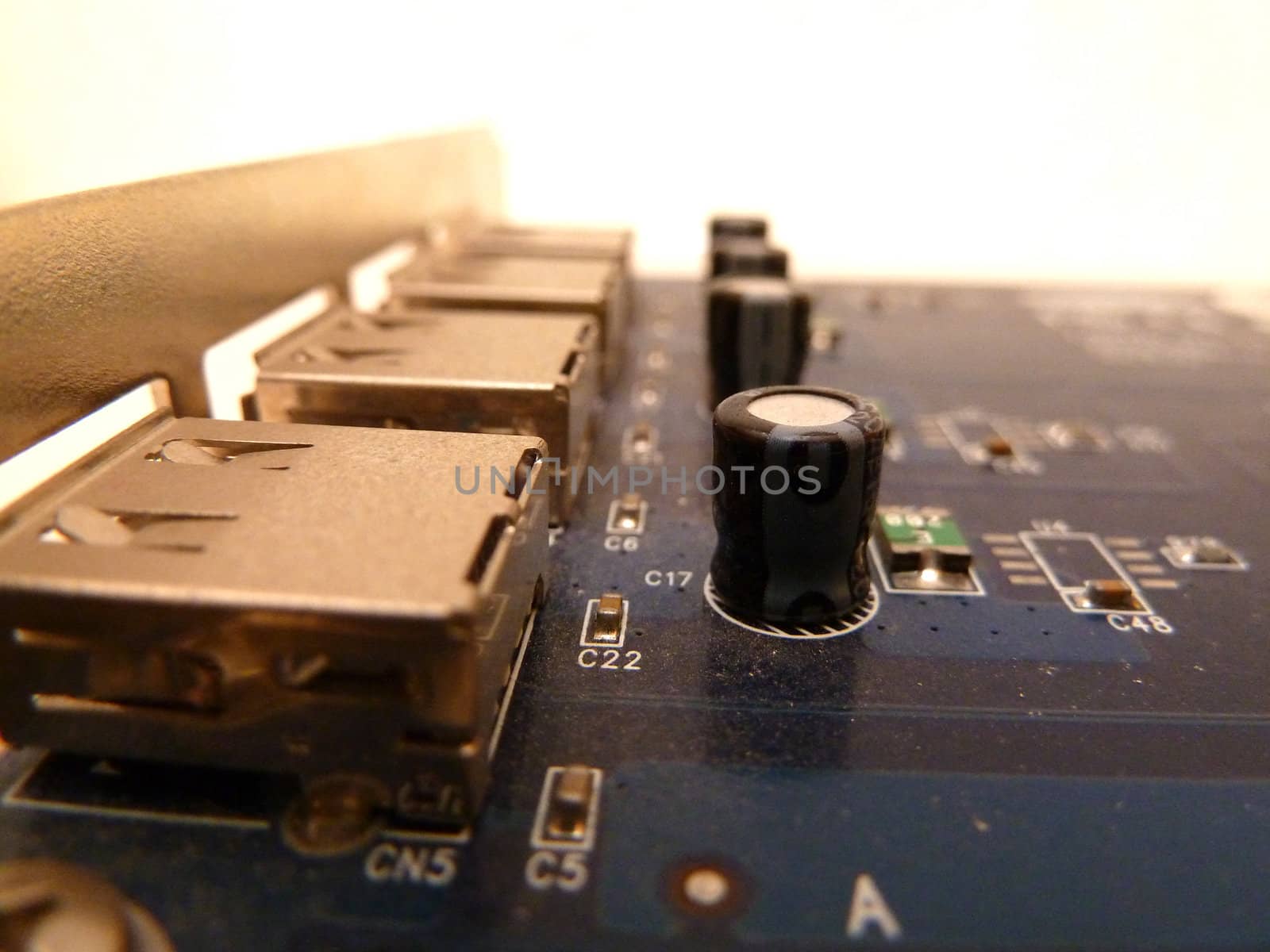 closeup on components on a circuit board
