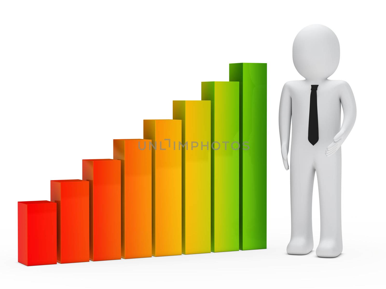 businessman show and stand next a graph