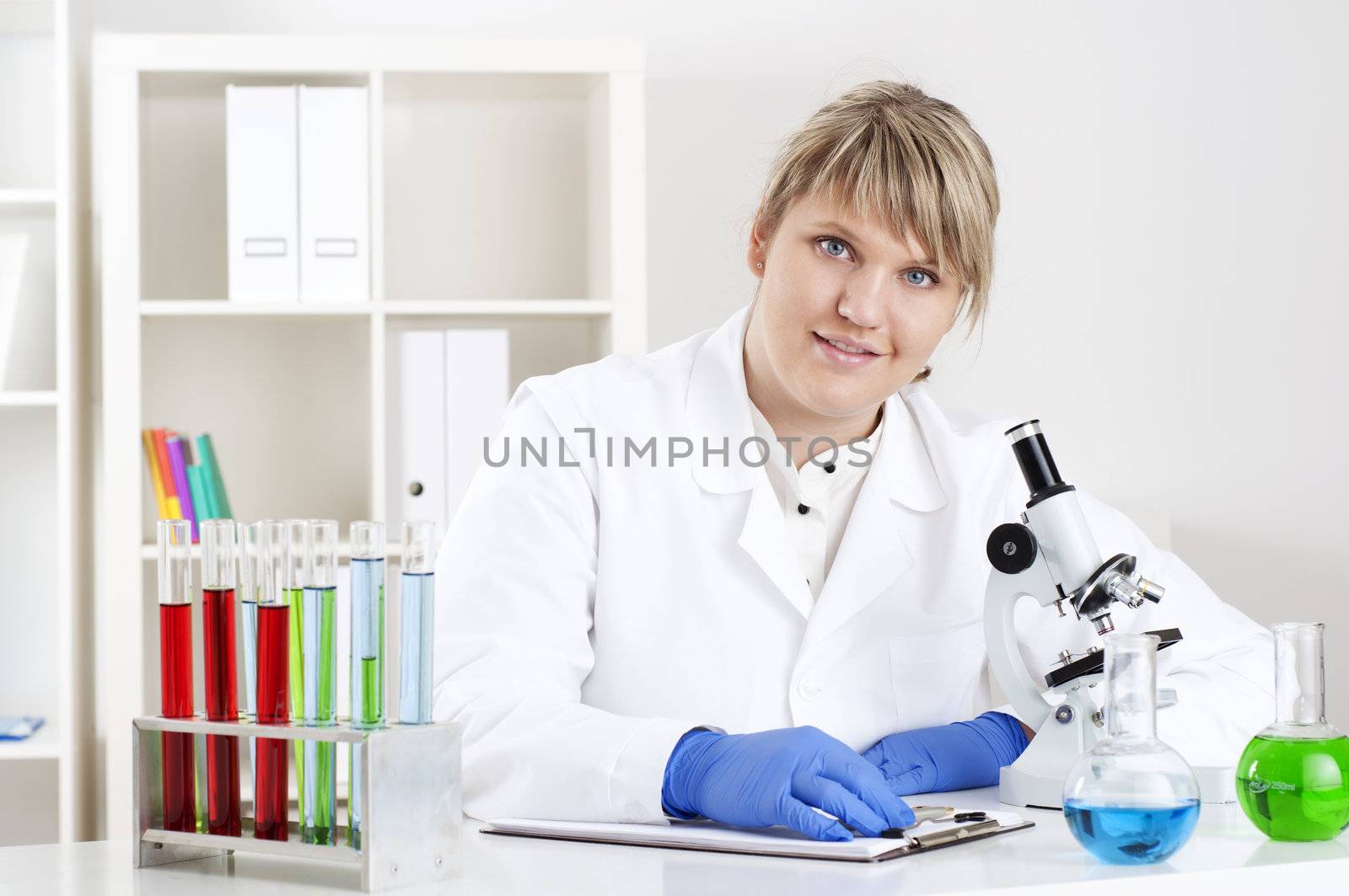 female doctor working in the lab, doing research