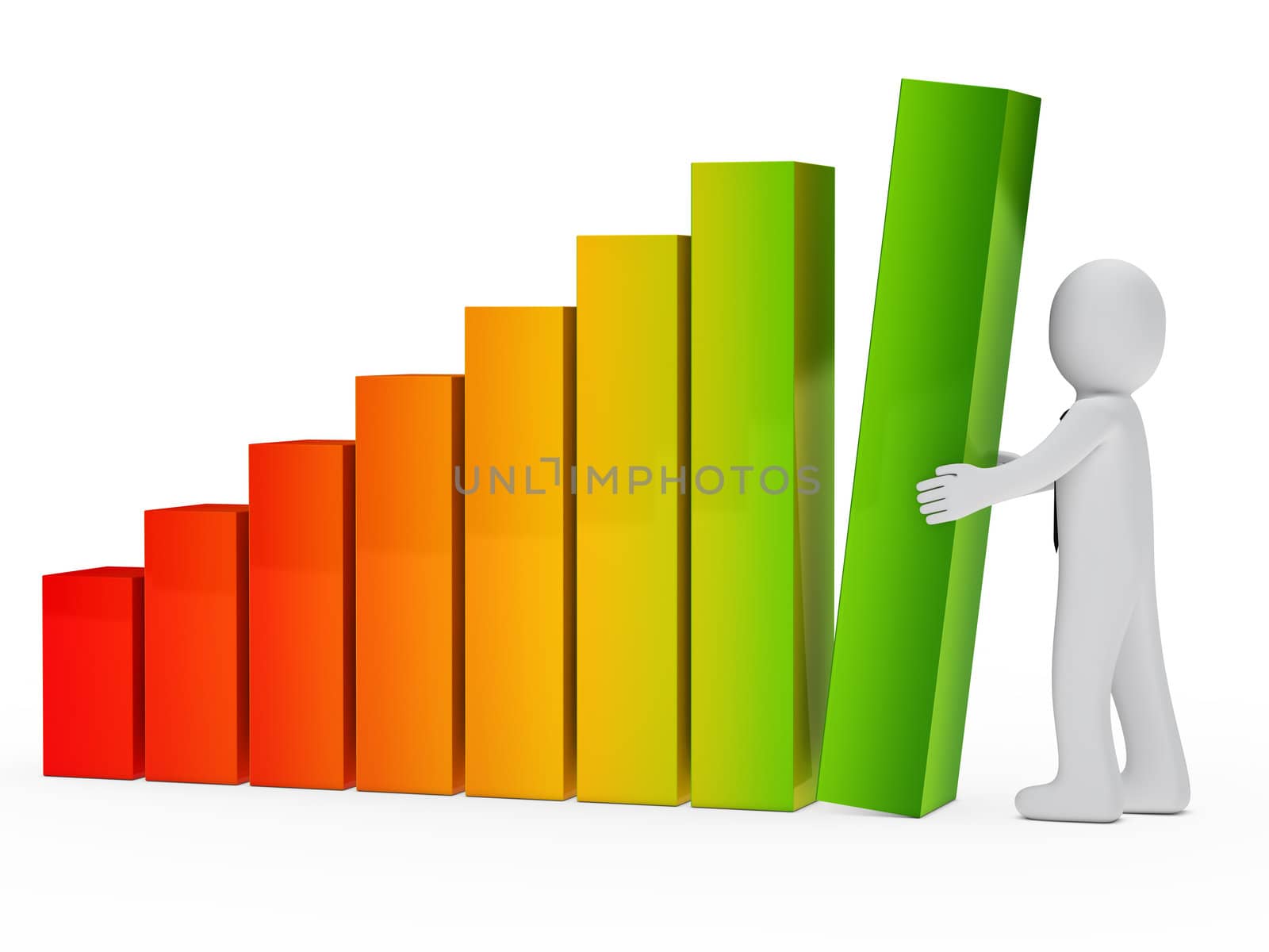 businessman with tie hold a graph element