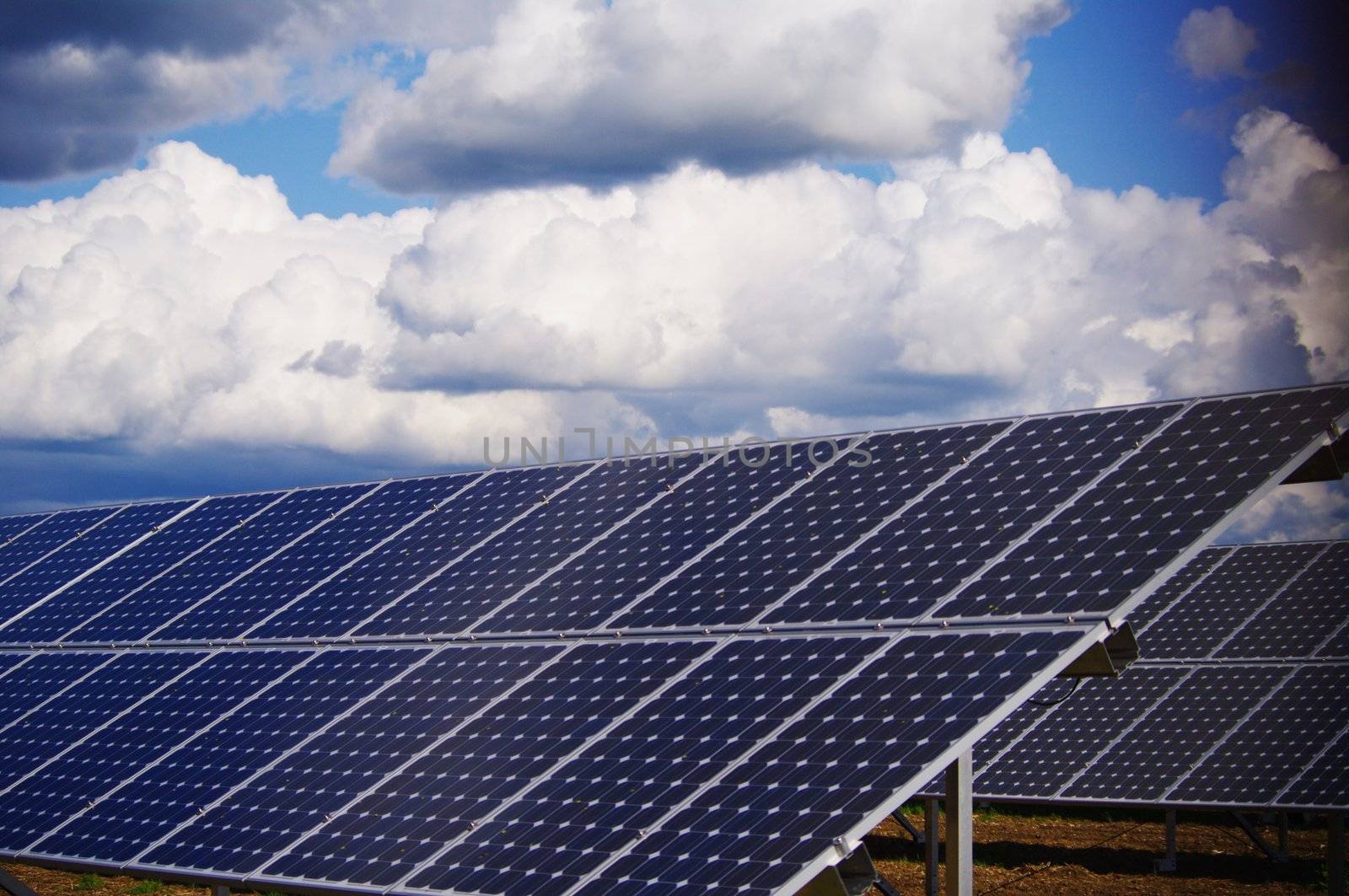 solar collector energy plant outside against sky