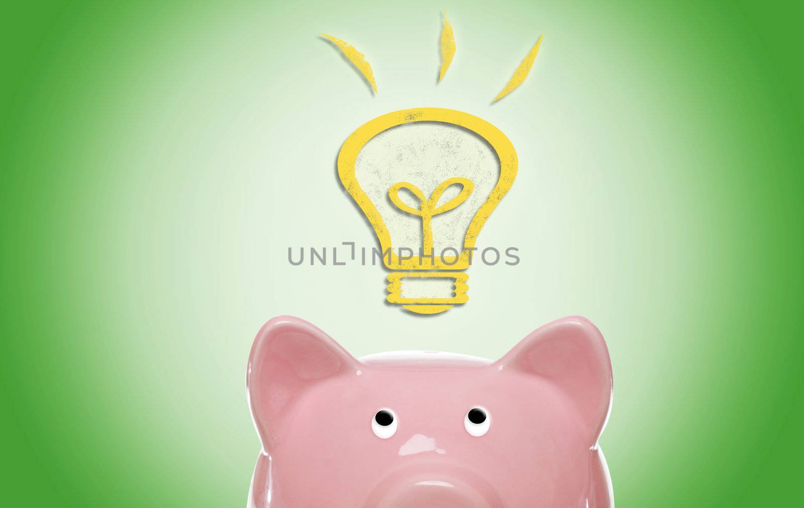 Piggy bank with idea light bulb by melpomene