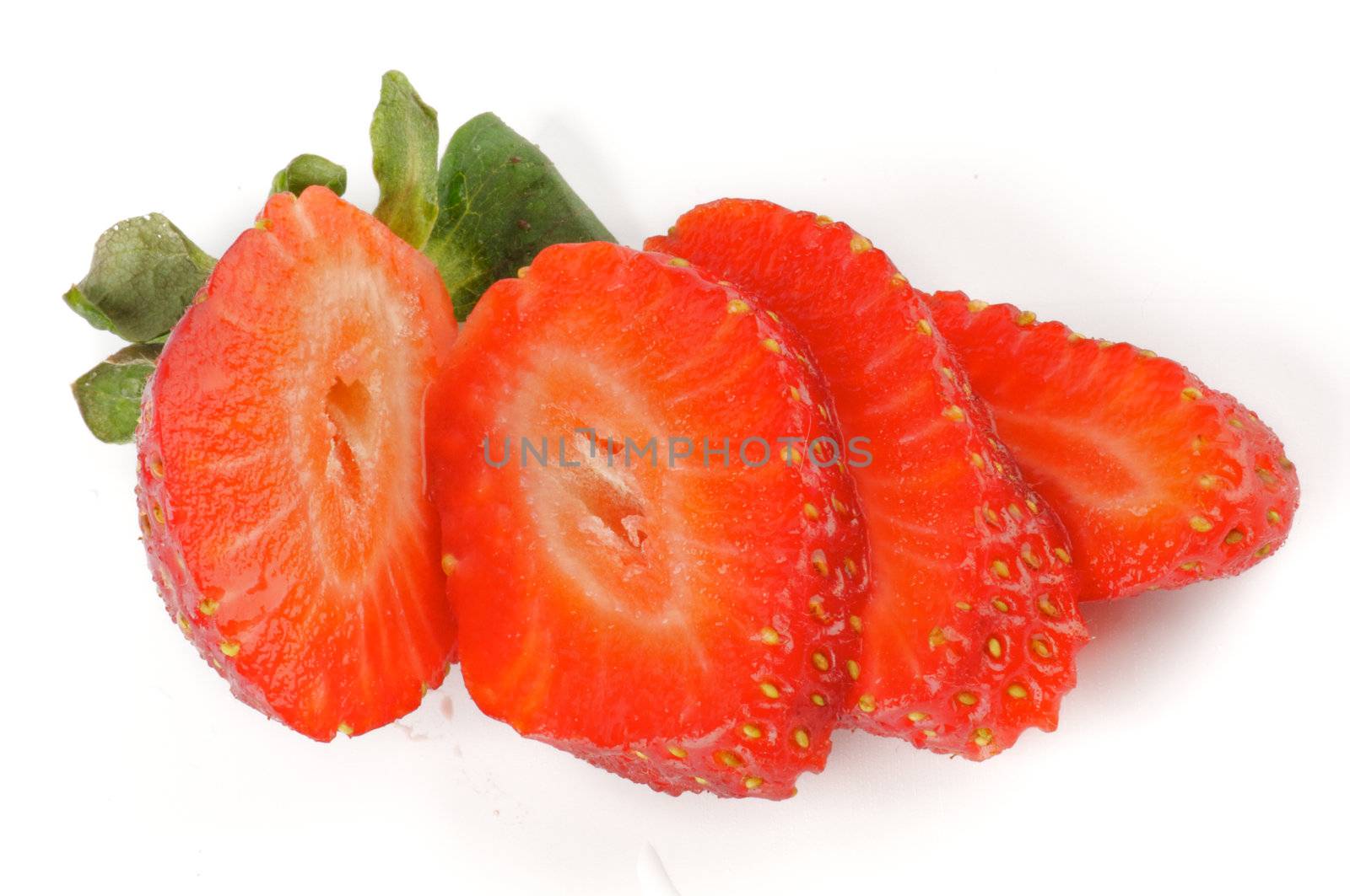 Fresh Ripe Perfect Strawberries isolated on white background