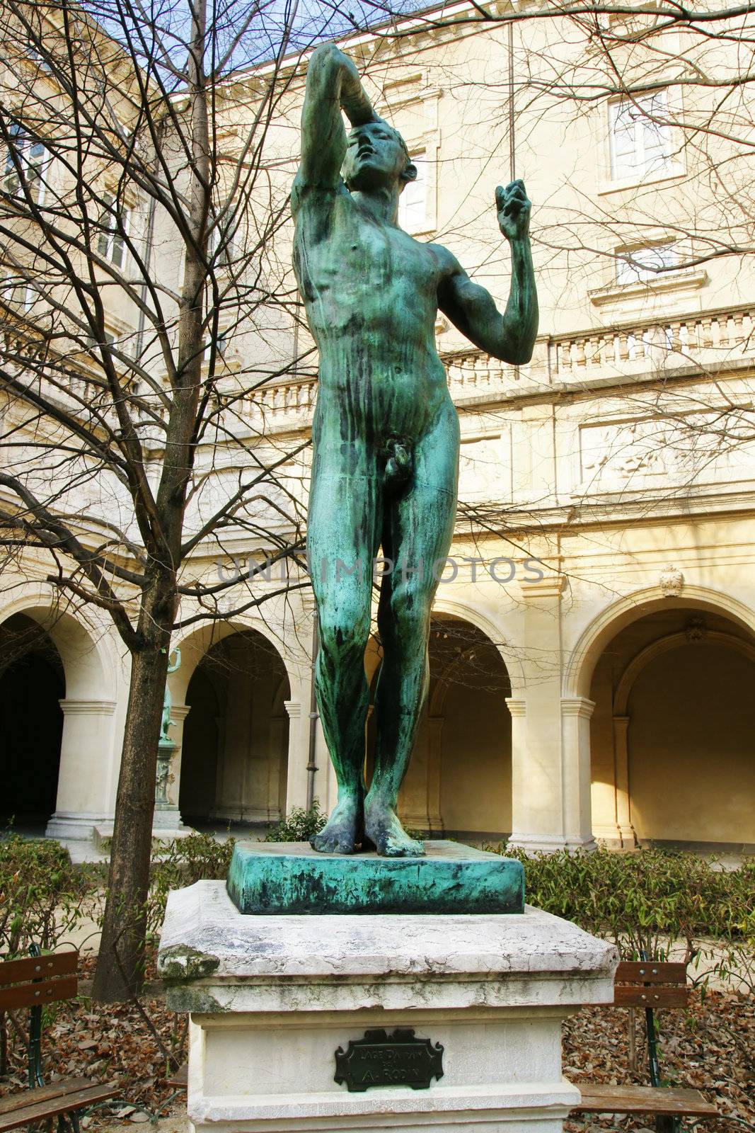 Beautiful bronze sculpture of a naked man called "l'�ge d'Airain" made by the famous Auguste Rodin.