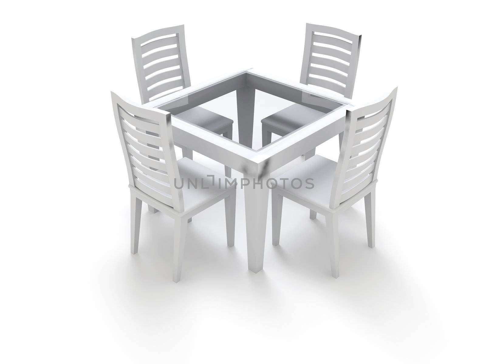Dining room with chairs and a table in light tones