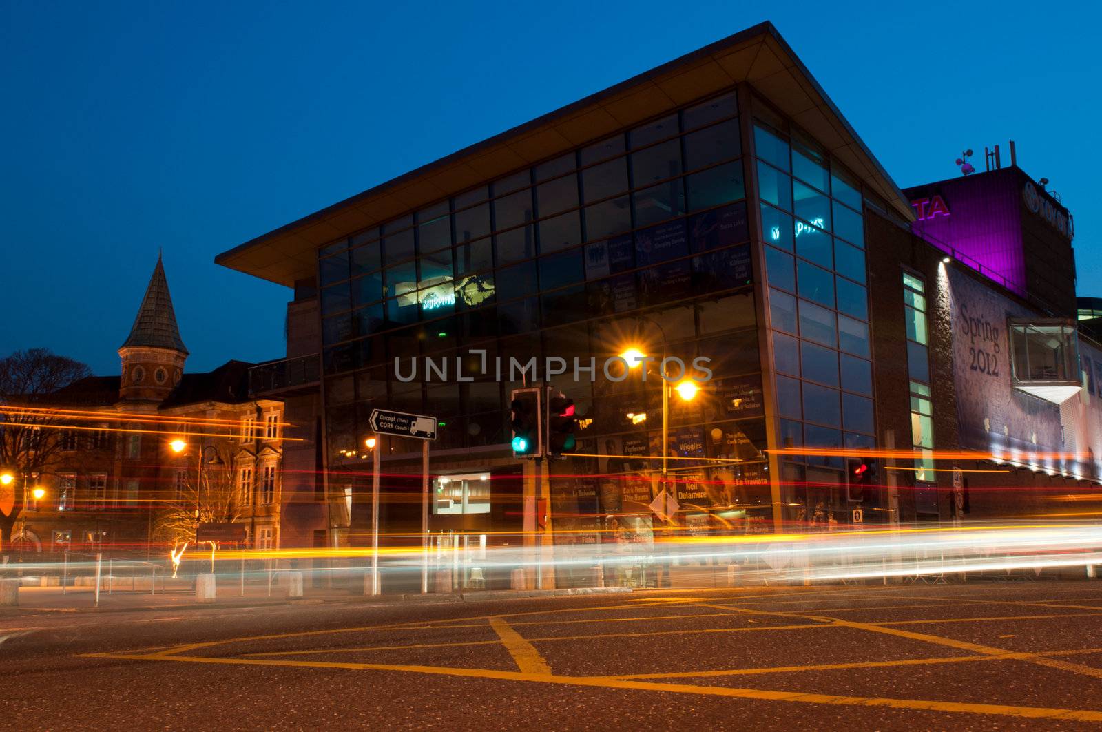 CORK, IRELAND - MARCH 26: stunning night scene at Opera House on March 26, 2012 in Cork, Ireland. In 2011 Cork Opera House had 187,996 people attending to 114 events (Opera, Theatre, Concerts, Other)