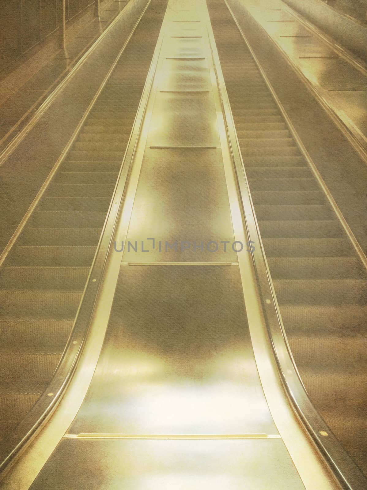 Escalator in the metro underground system in Stockholm, Sweden.