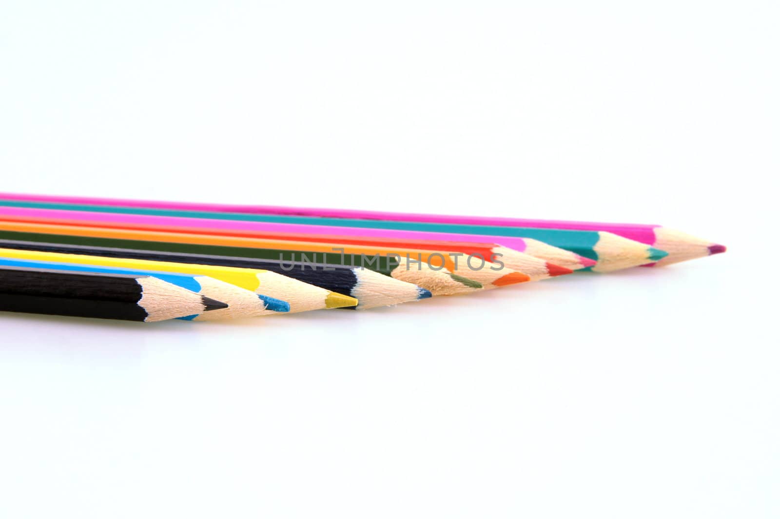 Multicolored pencils isolated on white background