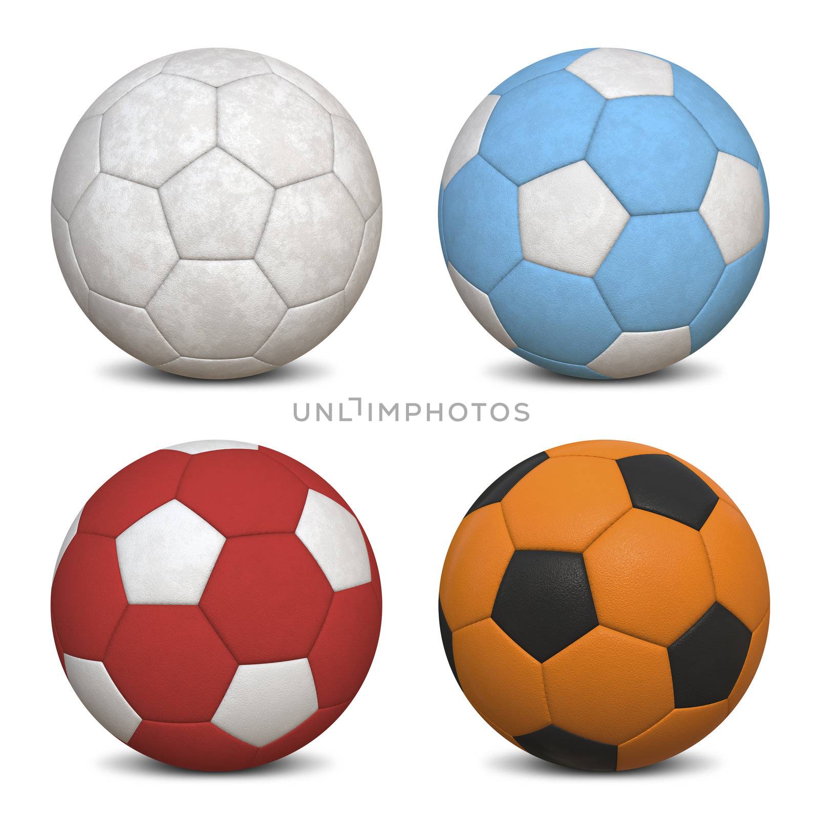 Four Soccer Balls - Hyper Realistic 3D Illustrations (jpeg file with clipping path)