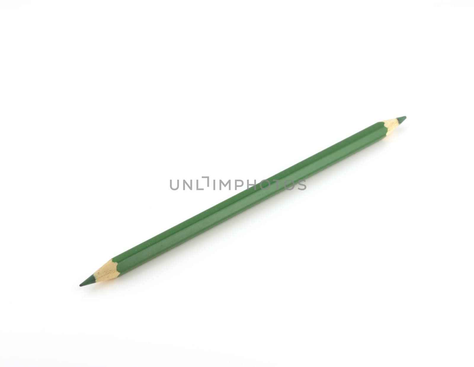 Green pencil over white