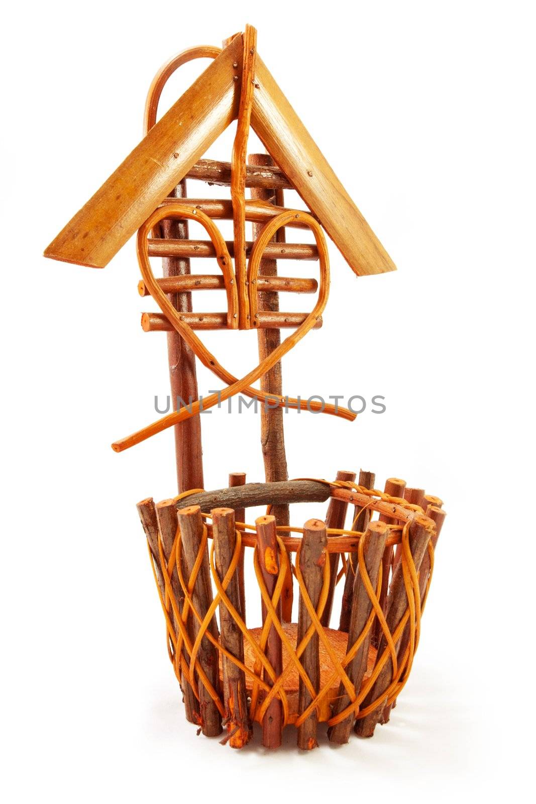 wicker basket isolated on white background