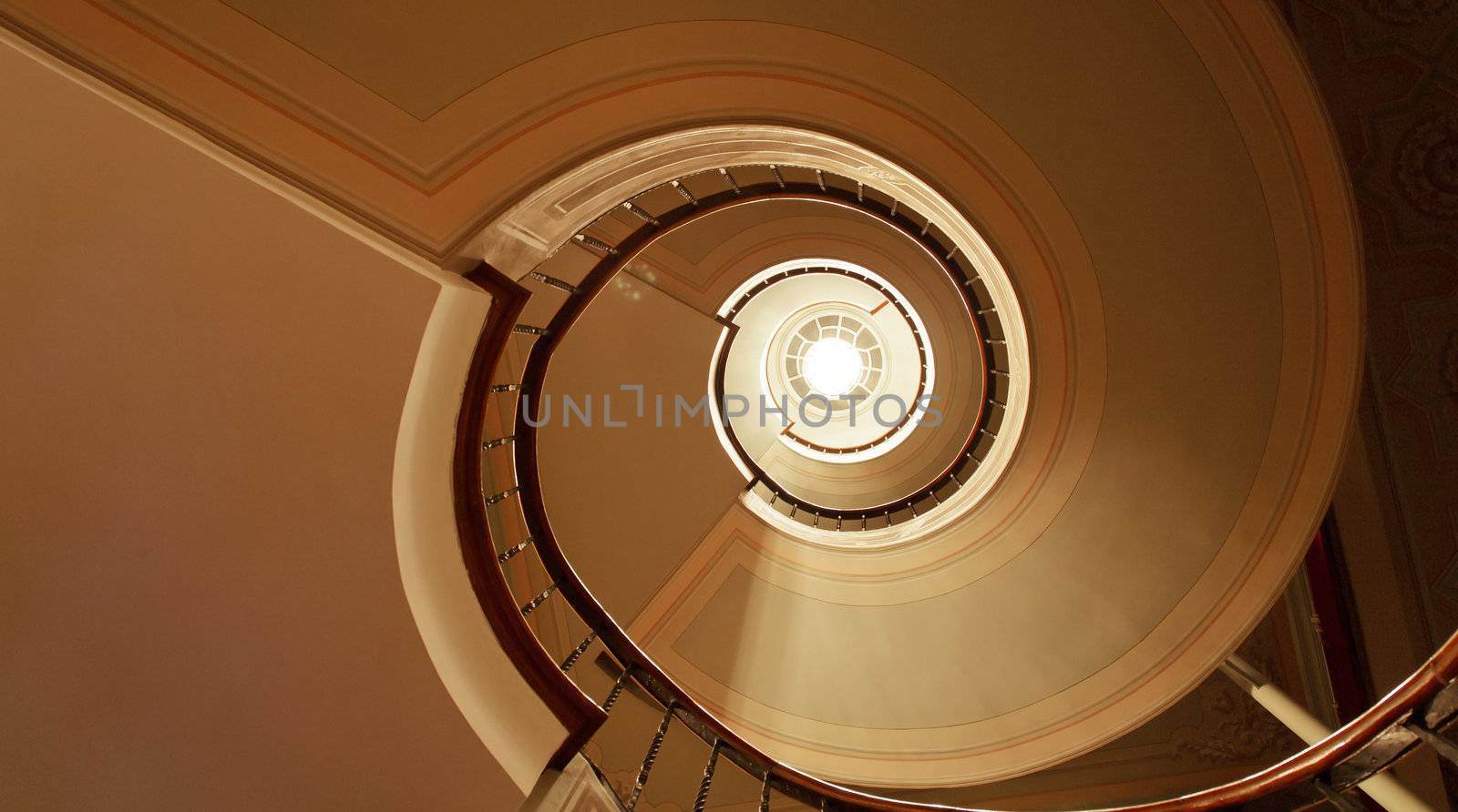 curvy architecture patterns of spiral staircase and diagonal decoration details