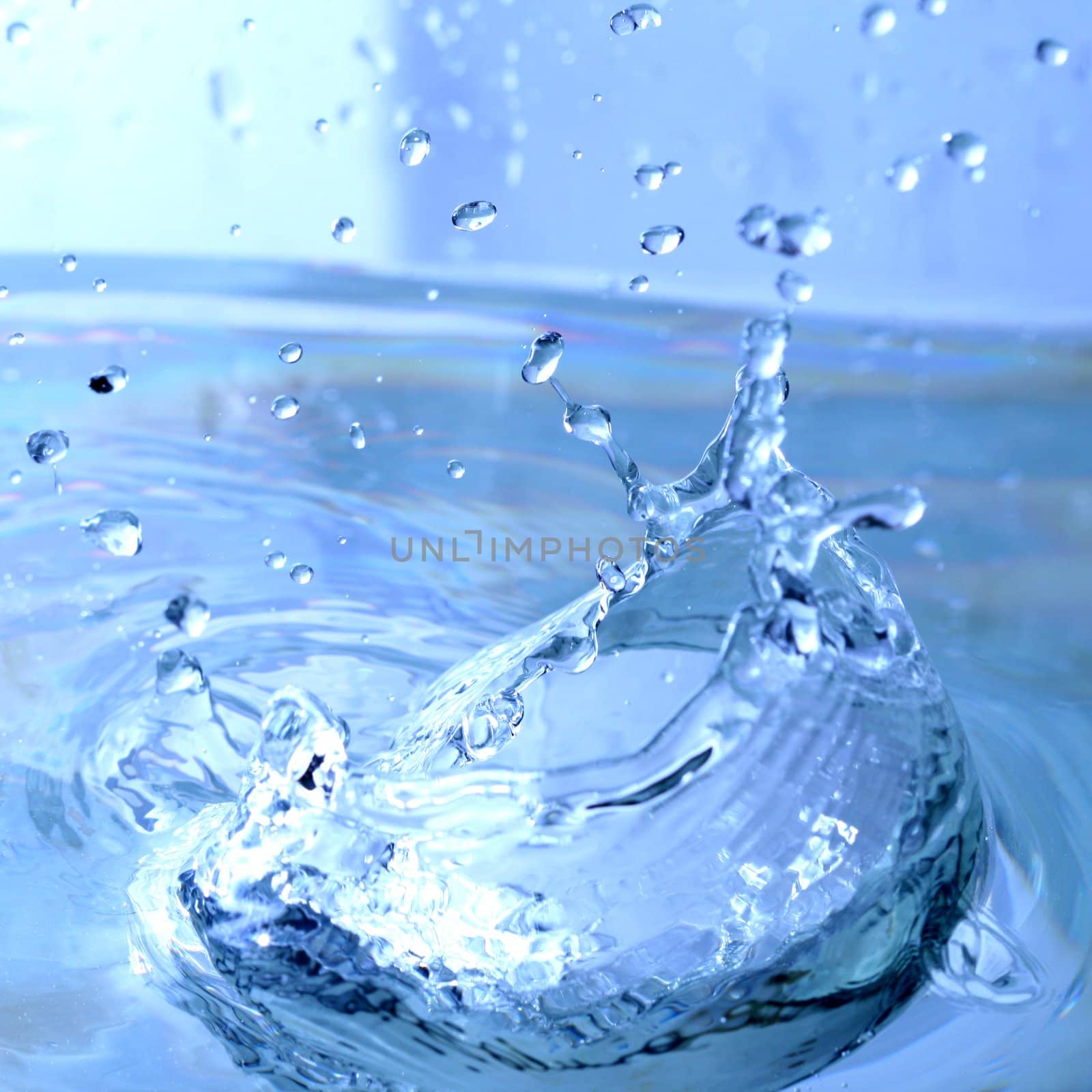 blue water splash macro close up