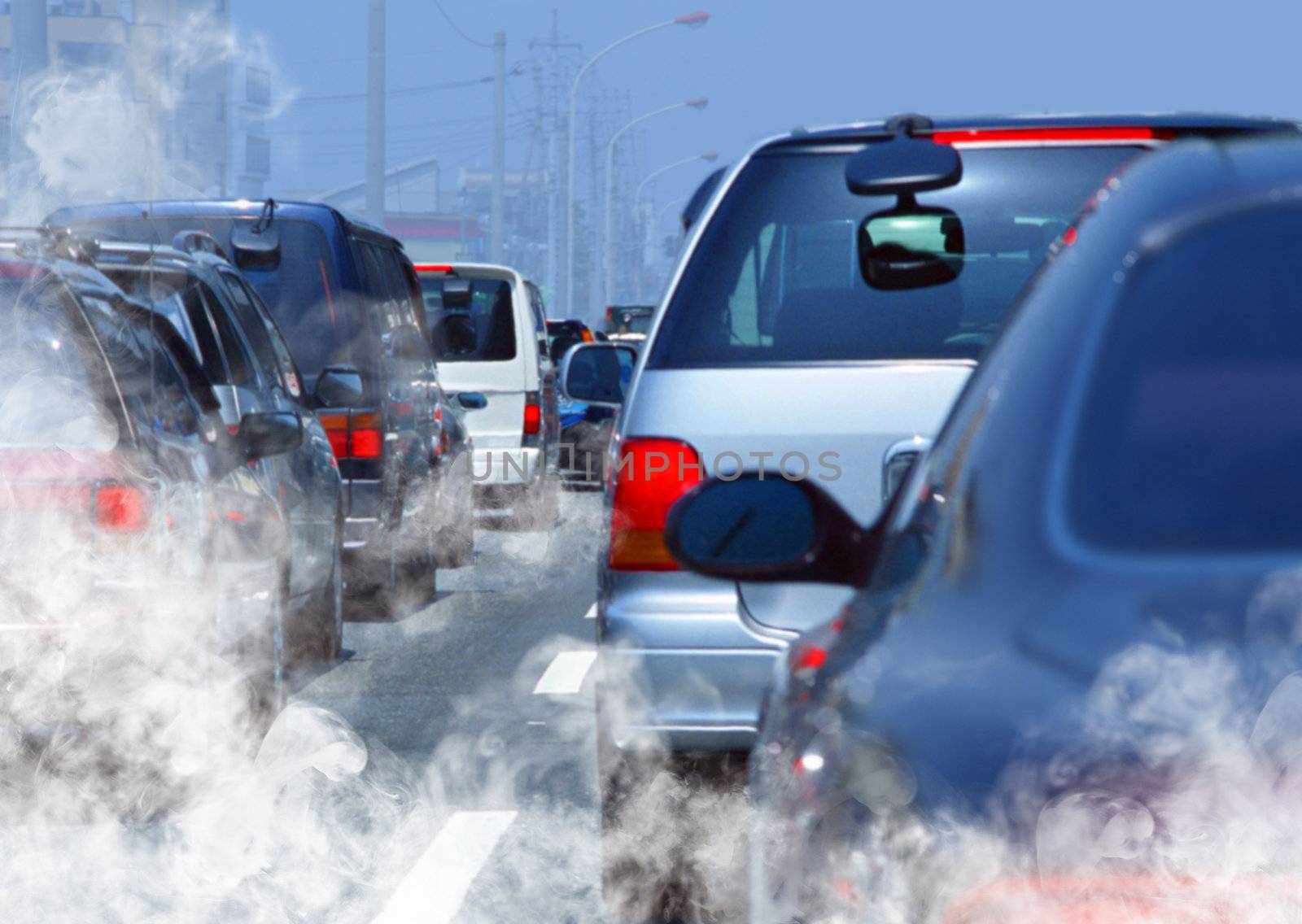 pollution of environment by combustible gas of a car