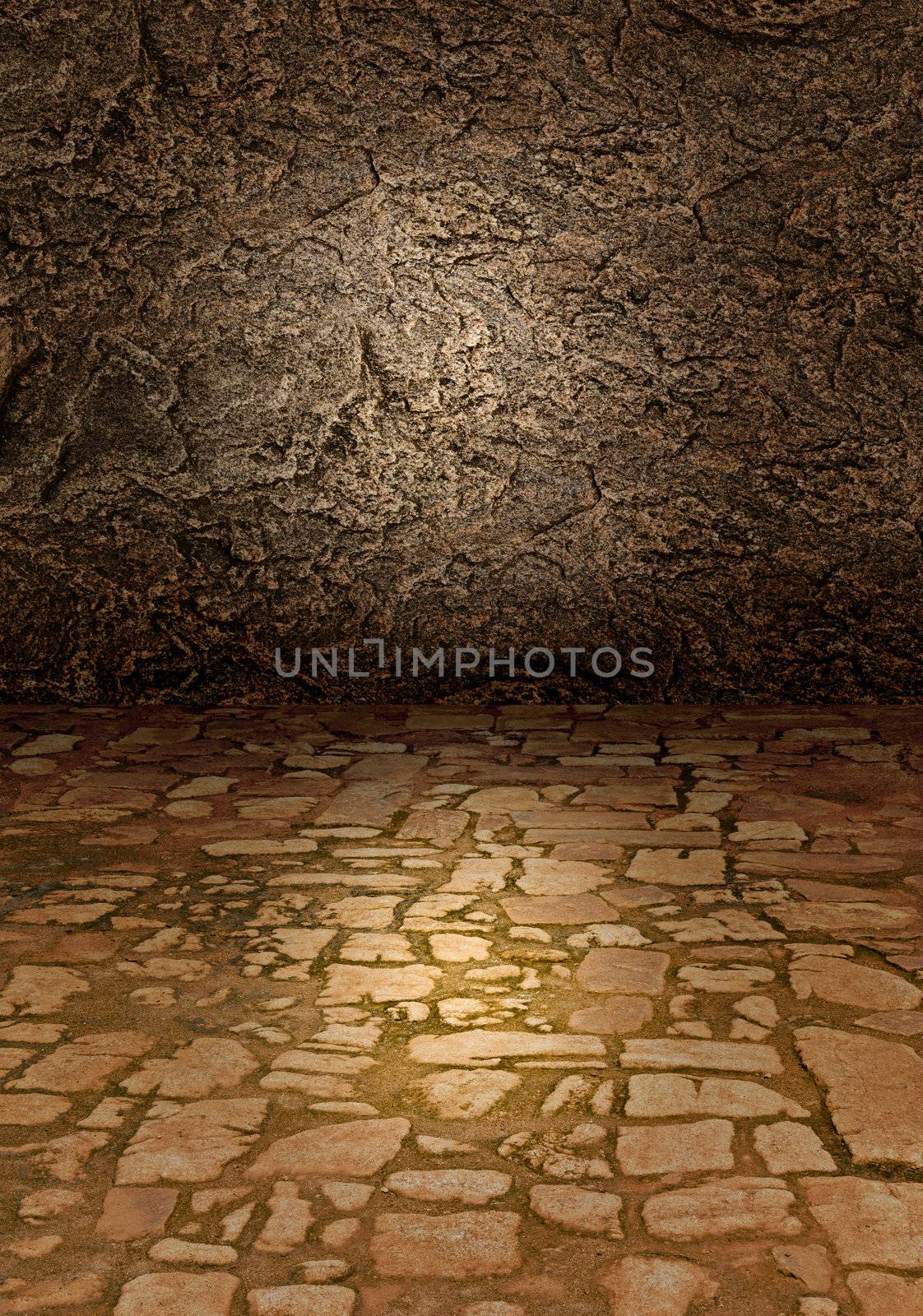 an ancient stone roadway, raised the artistic background