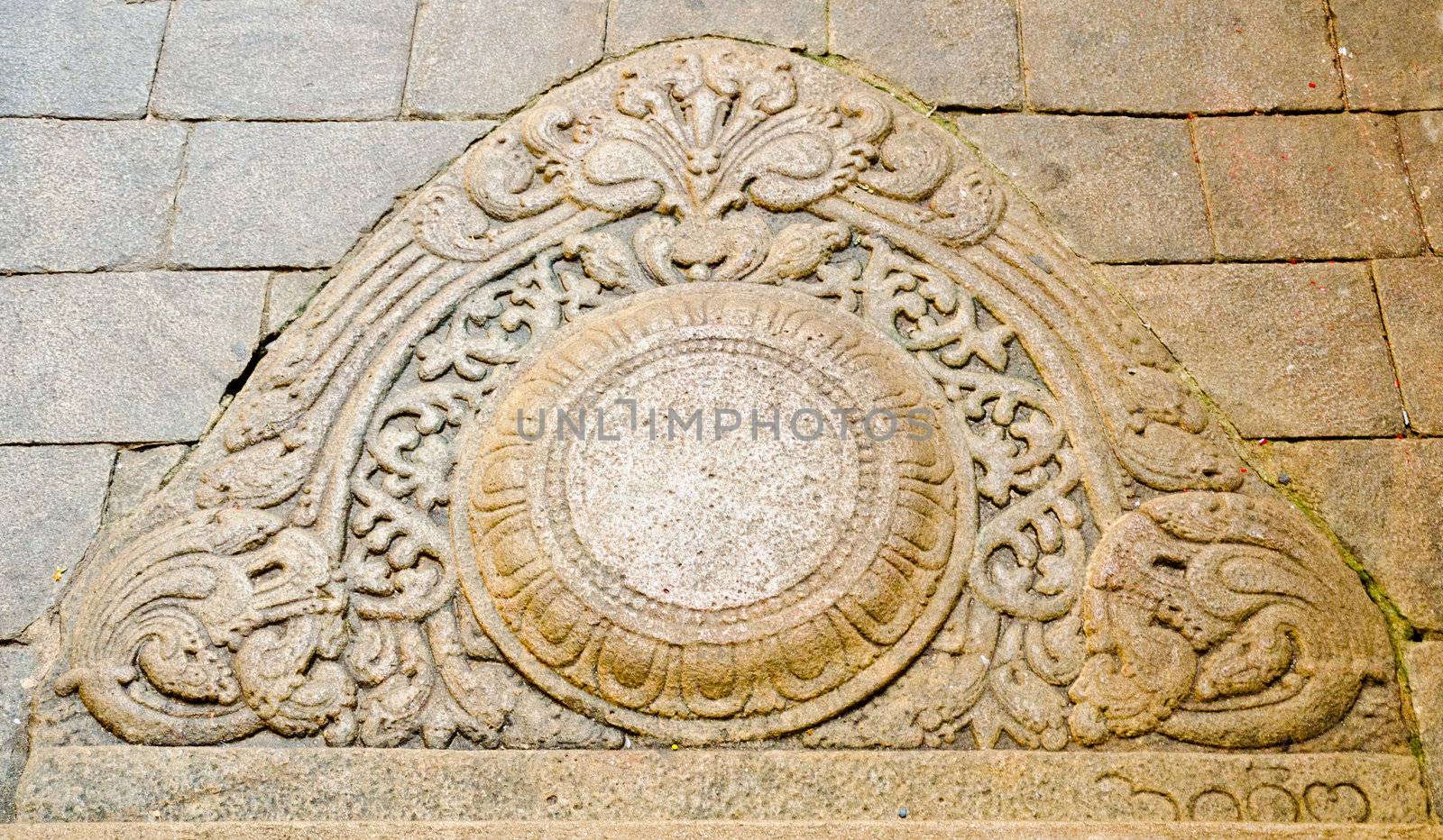 "moon" stone at the entrance to the buddhist temple by Sergieiev