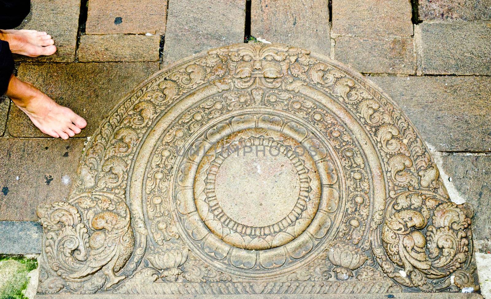 "moon" stone at the entrance to the buddhist temple by Sergieiev