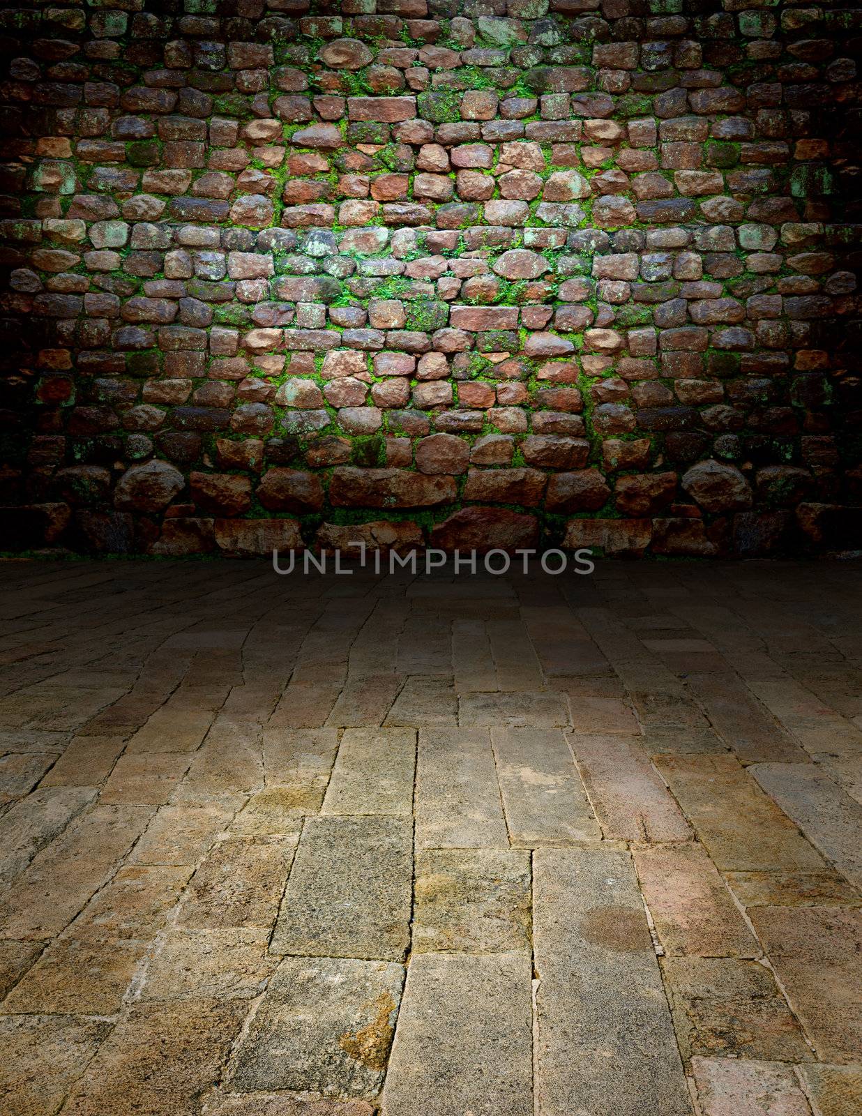 Artistic interiors - a scene with a stone floor