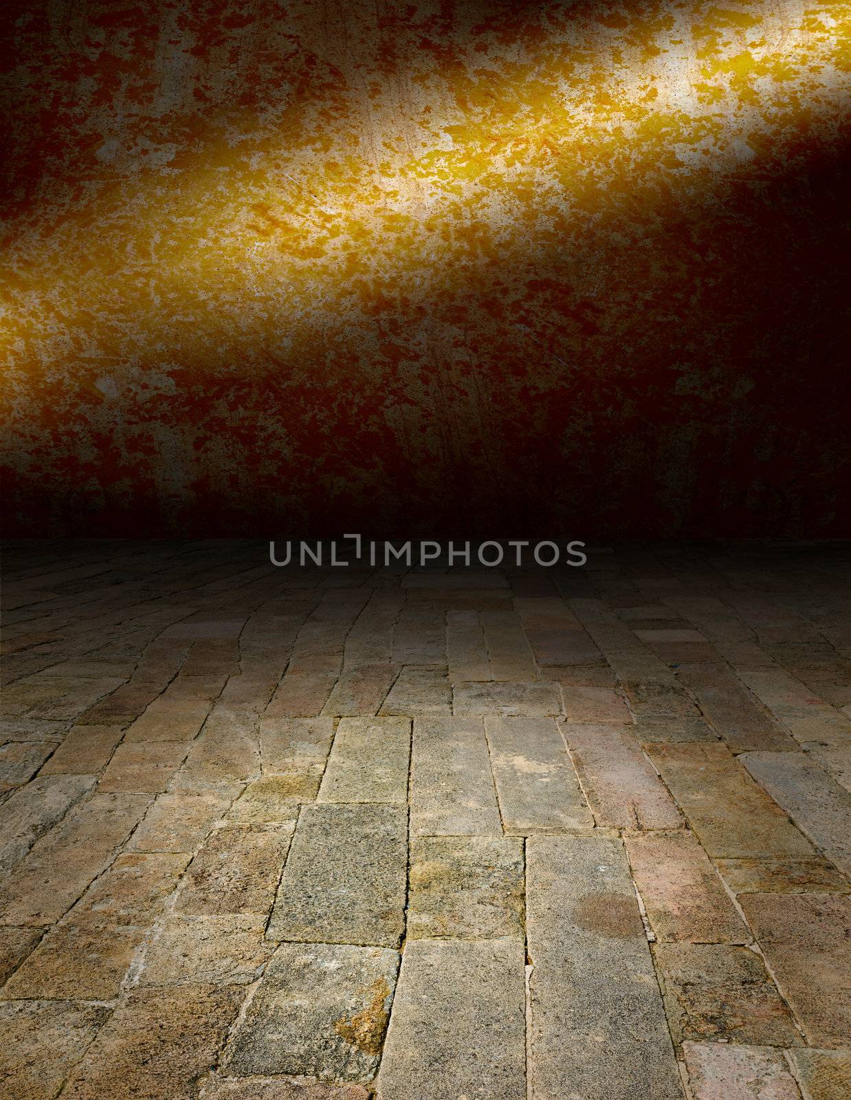 Artistic interiors - a scene with a stone floor